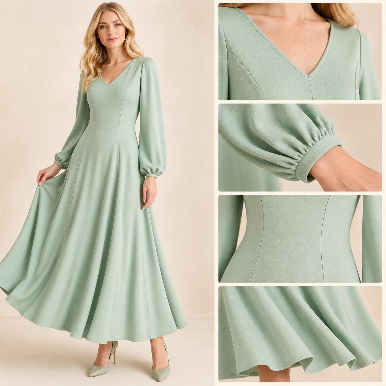 Cottagecore Prom Dress Sewing Pattern, Long Puff Sleeve (PDF Pattern) - image 3