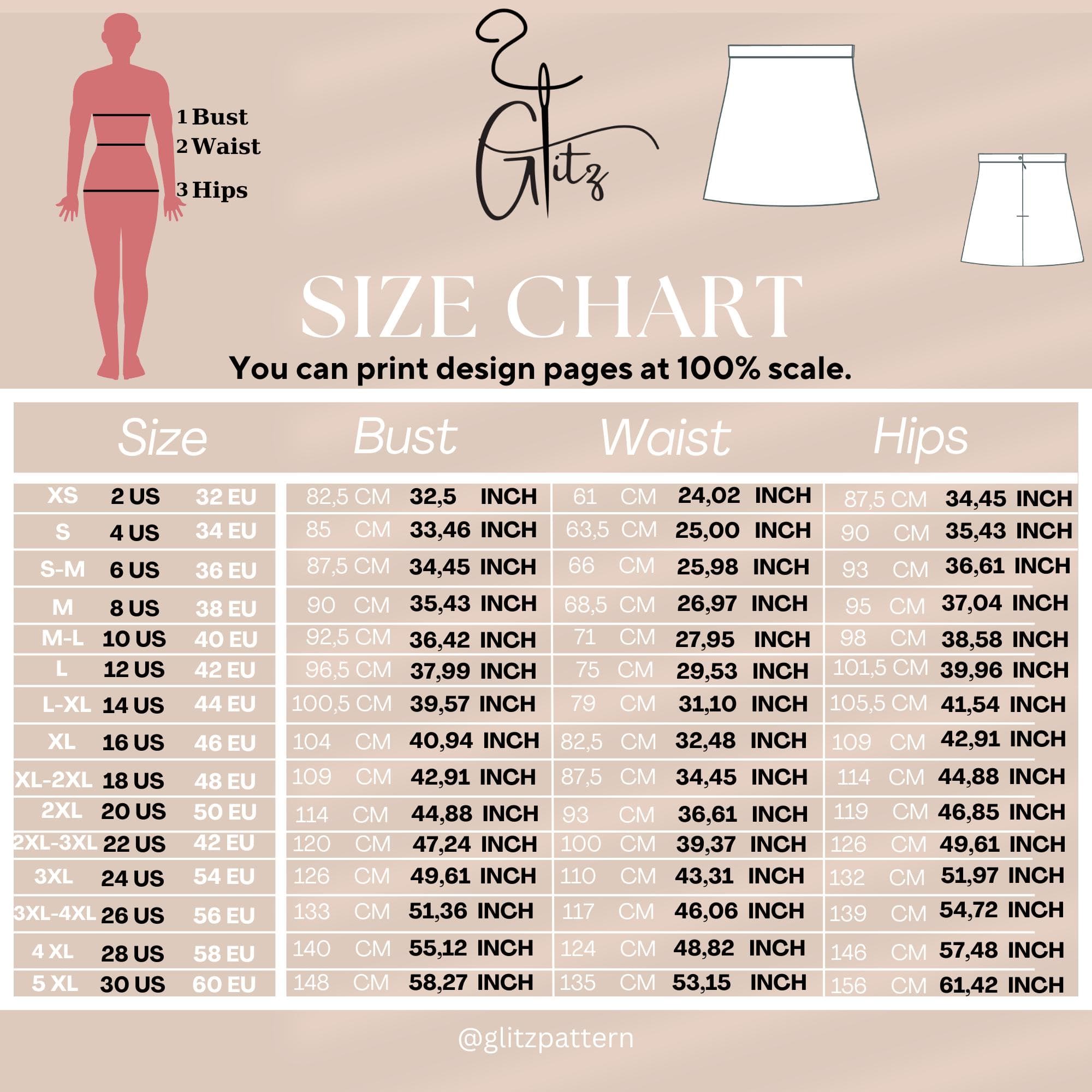 A-Line Mini Skirt Sewing Pattern, Easy PDF (US 2-30) - image 4