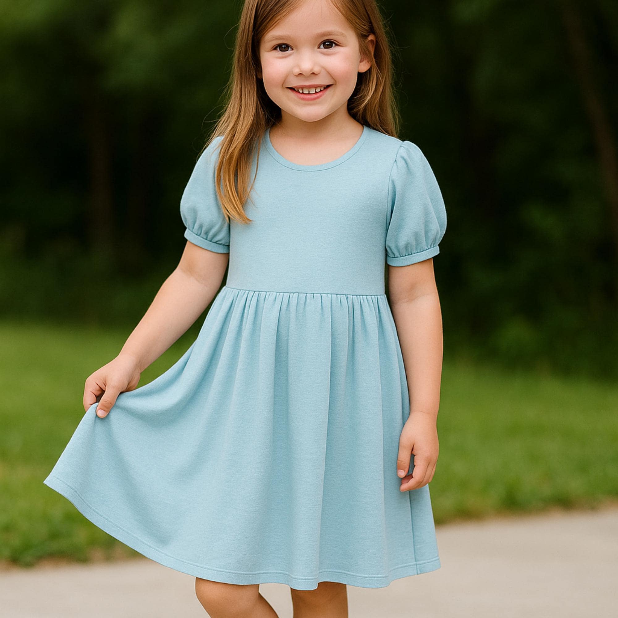 Girls' Puff Sleeve Midi Dress Sewing Pattern (PDF)