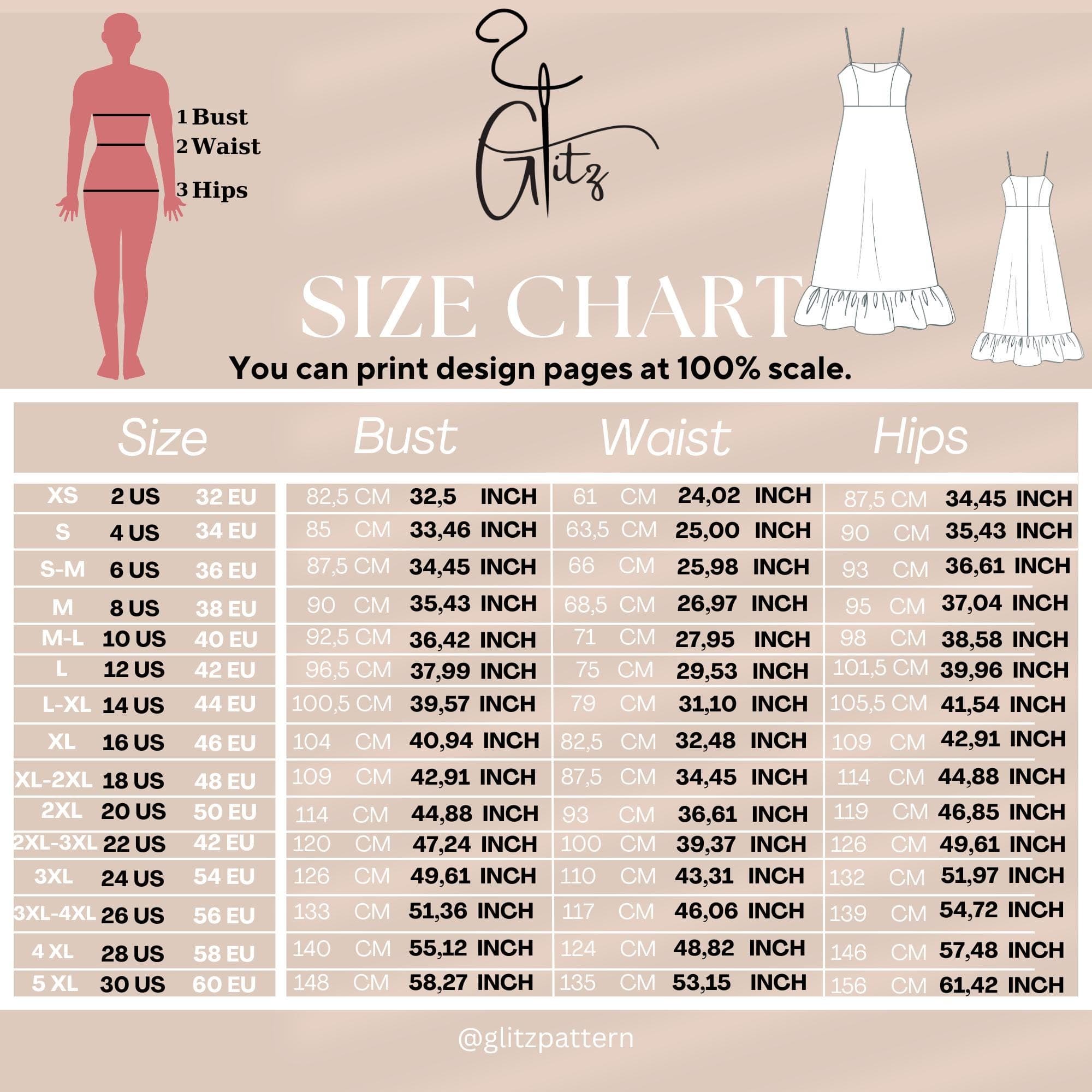 Spaghetti Strap Midi Dress Sewing Pattern PDF, Ruffle Hem Dress Pattern, Princess Seam Dress, Summer Dress Pattern XS-5XL - image 5