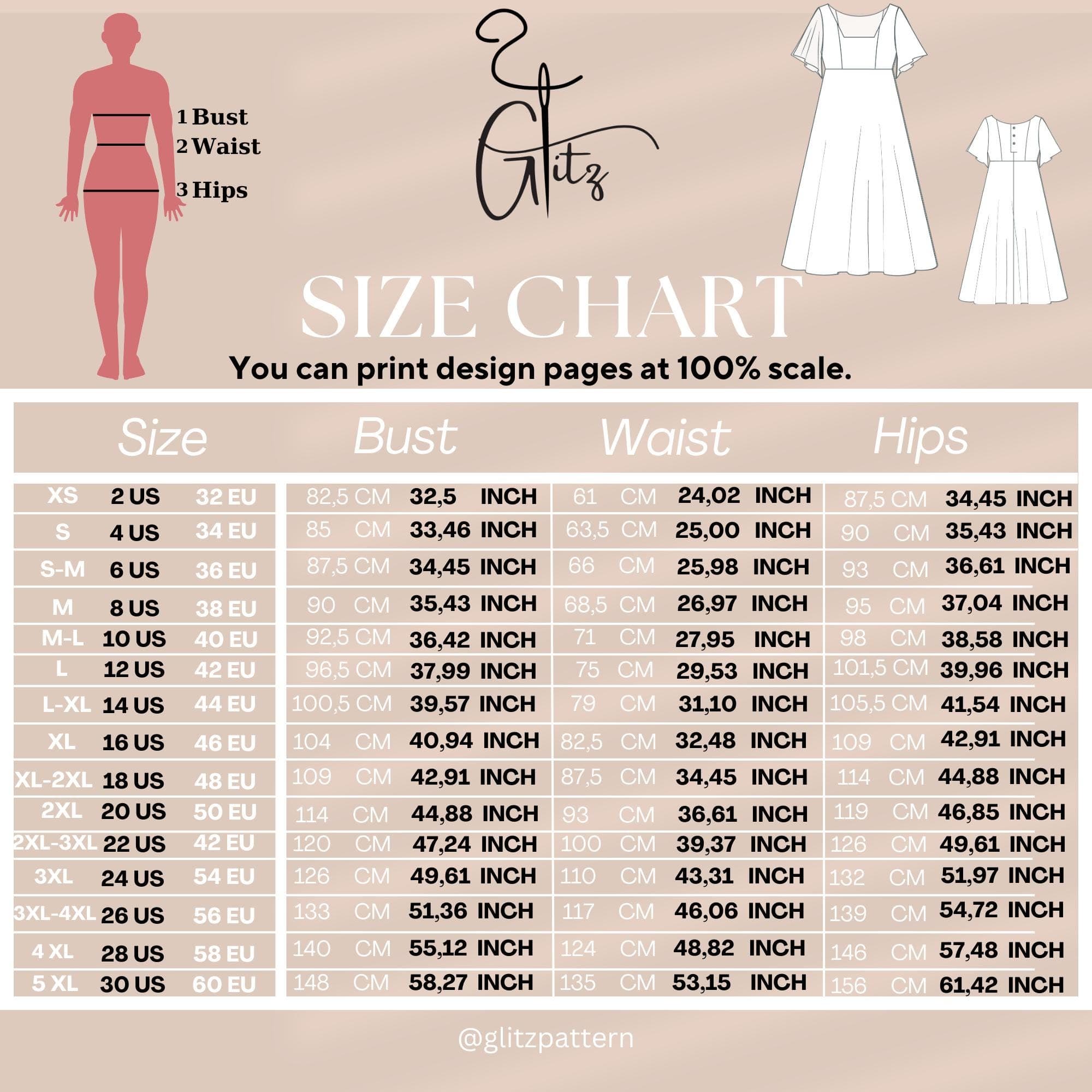 Empire Waist Dress Sewing Pattern PDF, Square Neck Dress Pattern, Flared Sleeve Dress, Cottagecore Dress Pattern, Tea Length Dress XS-5XL - image 5