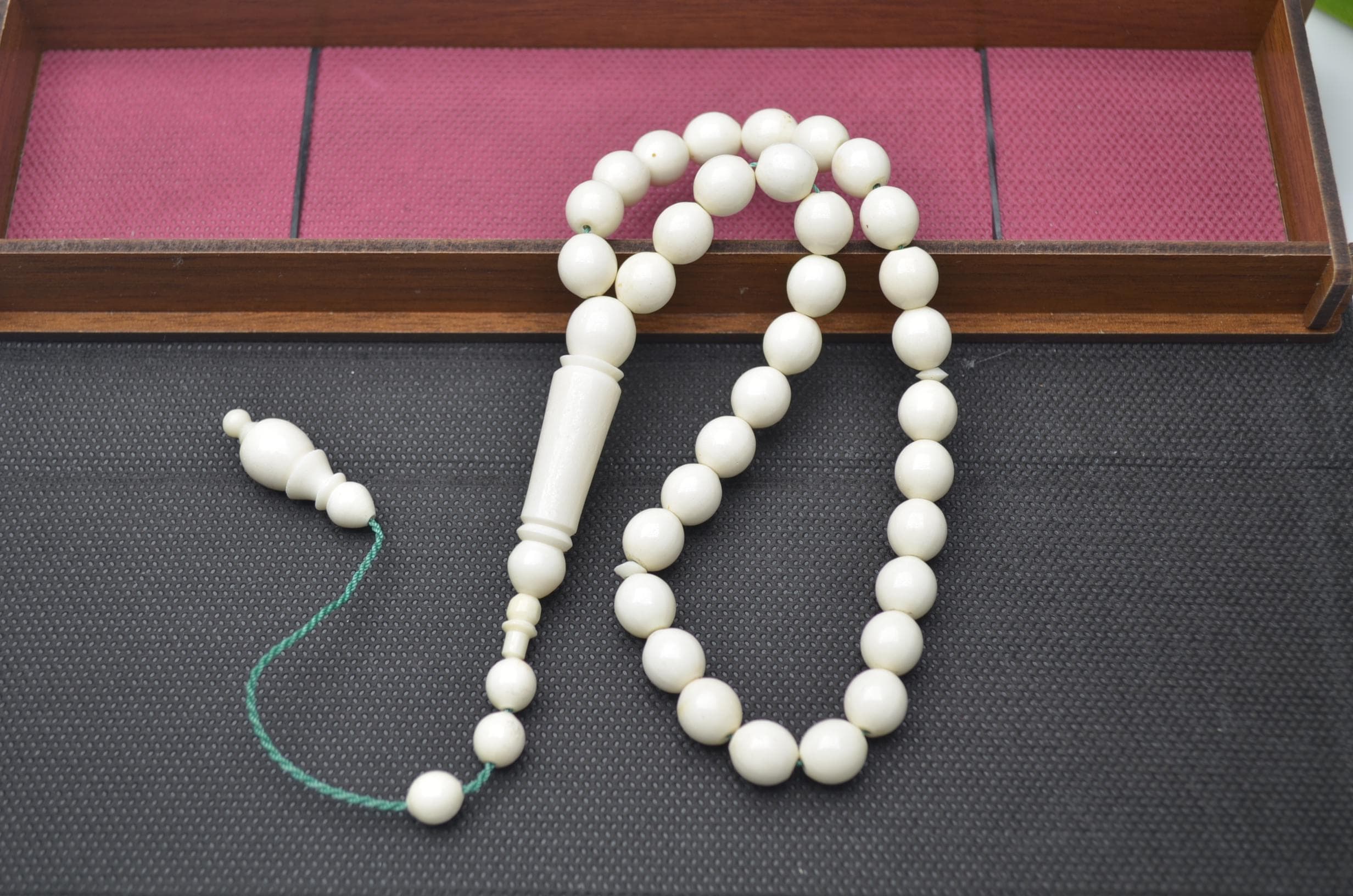 All White Camel Bone Style Tasbih, 33 Beads with Matching Imam, Handmade Muslim Misbaha, Bone Colored Rosary, Men's Gift, White Prayer Beads - image 5
