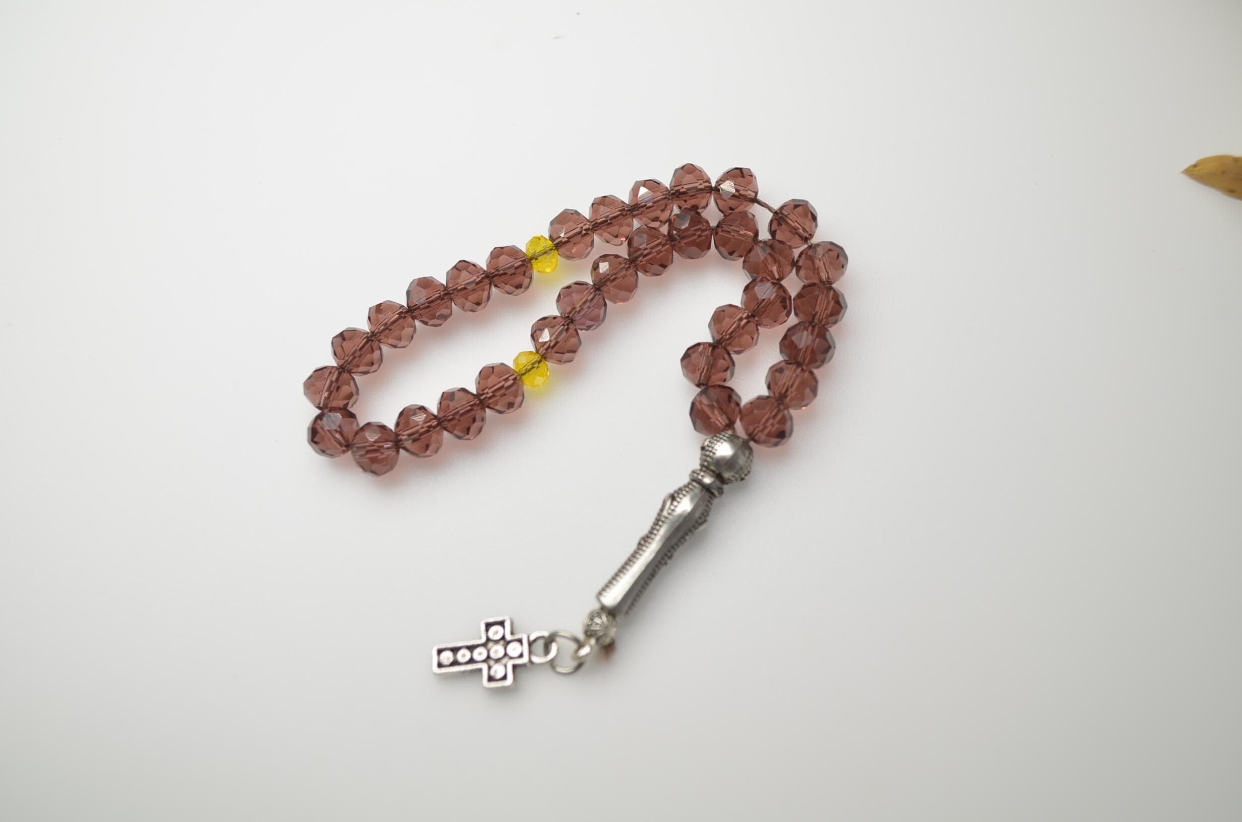 Indian Zultanite Style Tasbih, Faceted Color Changing Beads, 33 Beads Muslim Misbaha, Personalized Prayer Beads, Mens Gift,Custom Charm Bead - image 5
