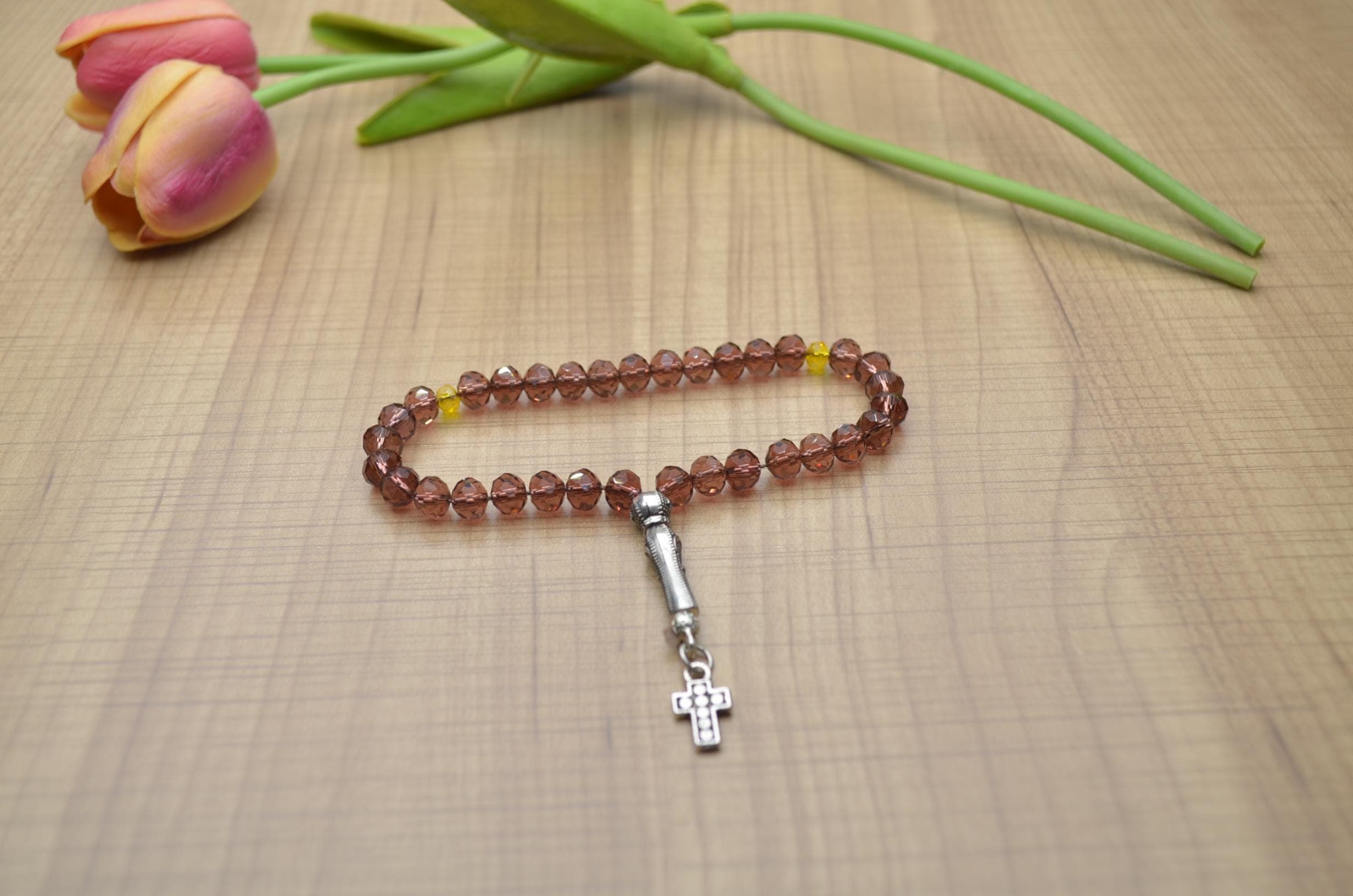 Indian Zultanite Style Tasbih, Faceted Color Changing Beads, 33 Beads Muslim Misbaha, Personalized Prayer Beads, Mens Gift,Custom Charm Bead - image 3