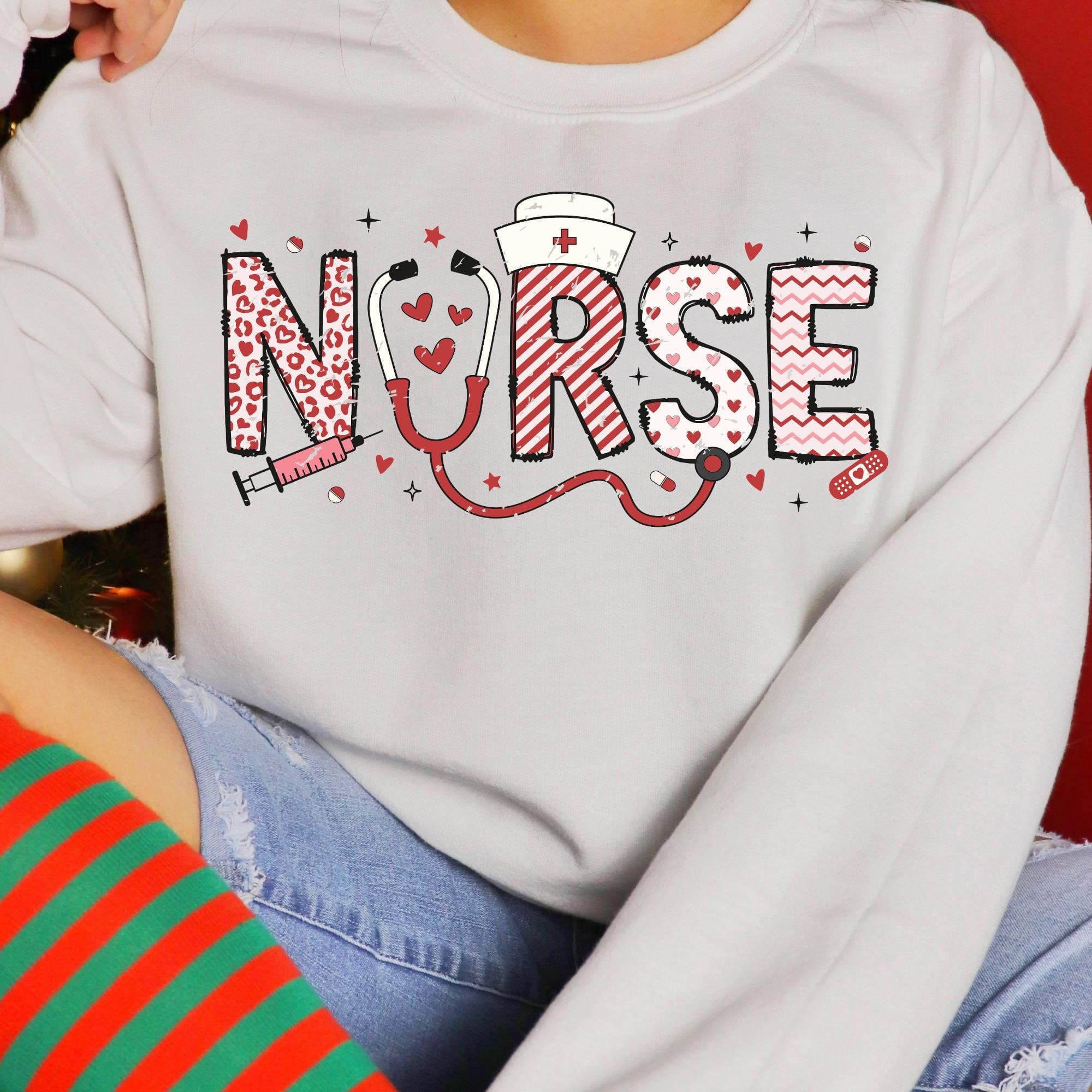 Nurse Life Clipart, Cute Nurse PNG | Heart and Stethoscope Design | Nurse valentine PNG | Bow PNG, Valentine's Gift for Nurses