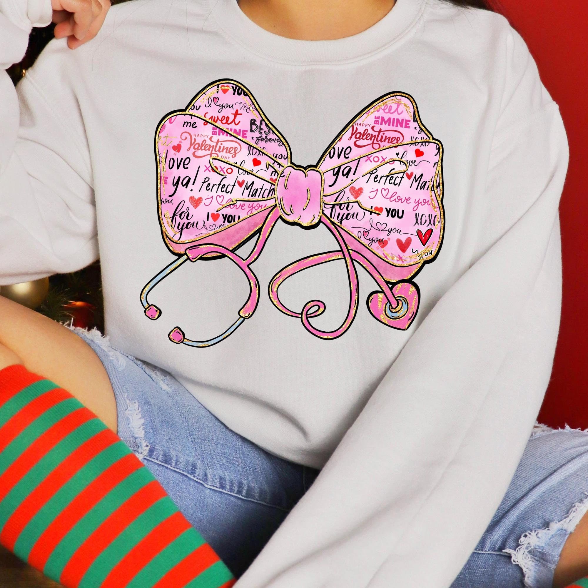 Nurse Valentine PNG | Coquette Stethoscope Bow | Sublimation Design | Digital Download | Valentine's Day Nurse PNG | Coquette Nurse