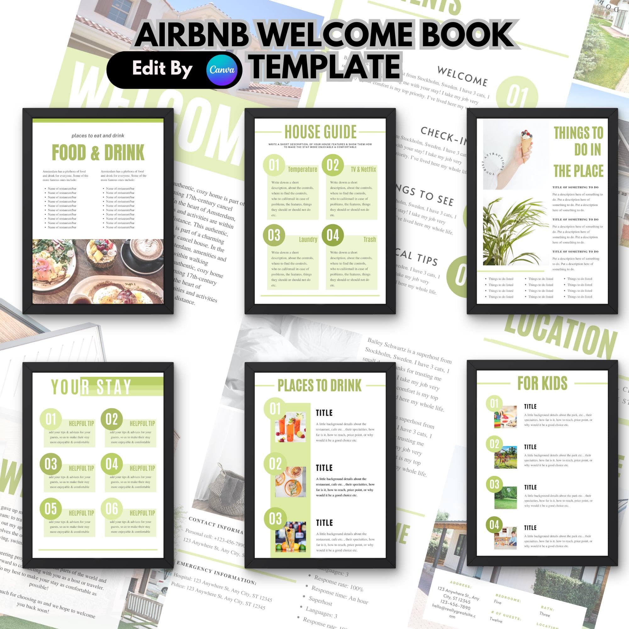 "Keep guests informed with a clear and stylish House Information page! From Wi-Fi passwords to check-out instructions, this Canva-editable template ensures your guests have everything they need at their fingertips."