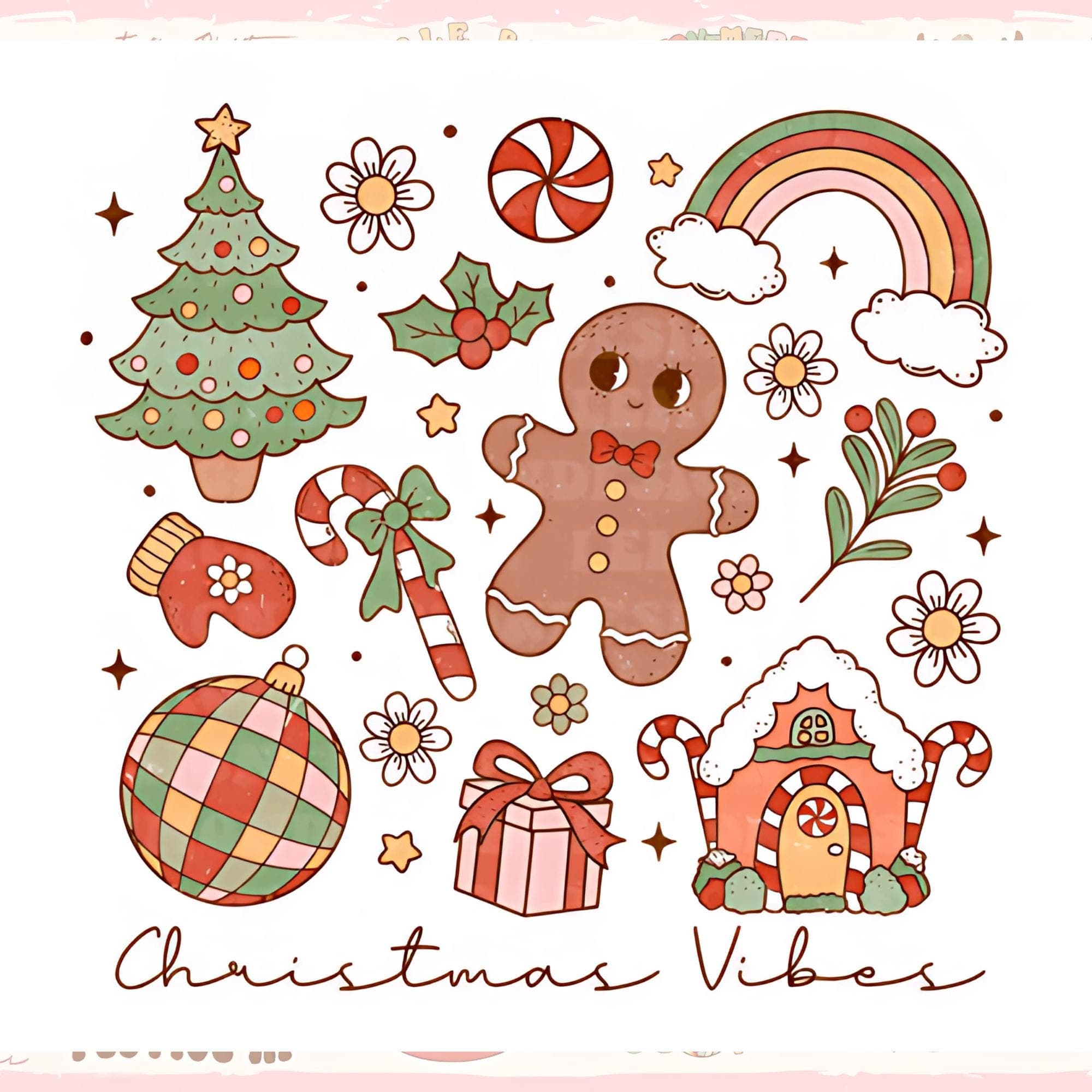 Groovy Christmas | PNG Sublimation Bundle | Festive Transparent Designs | Holiday PNG Designs | Christmas Stickers PNG | Holidays png - image 5