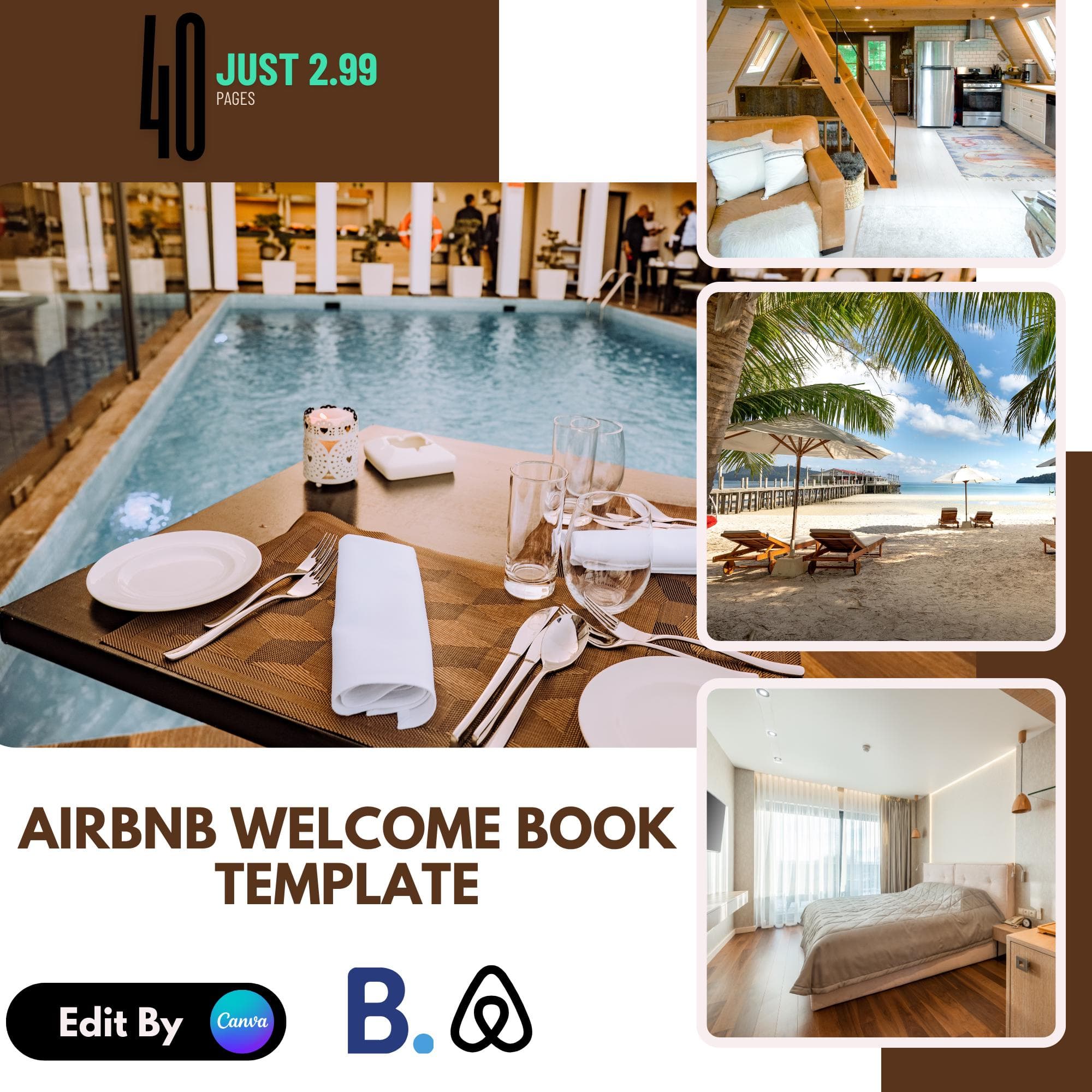 Editable Airbnb Guest Book | 40 Airbnb Welcome Book Template | VRBO Welcome Book | House rent manual | Host Essentials Bundle | DIY template