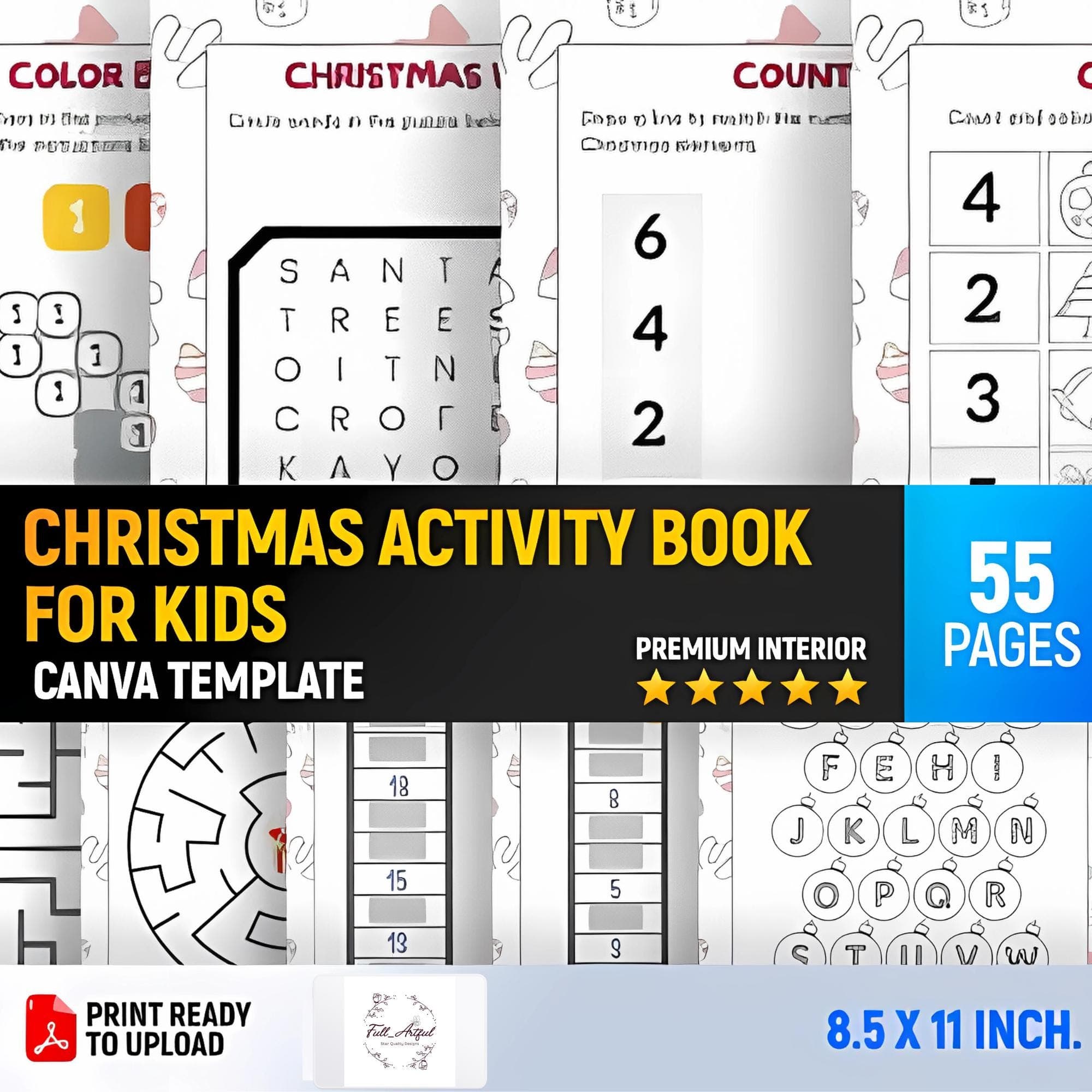 Activity Book for Kids - Christmas Edition - Fun Educational Holiday Worksheets