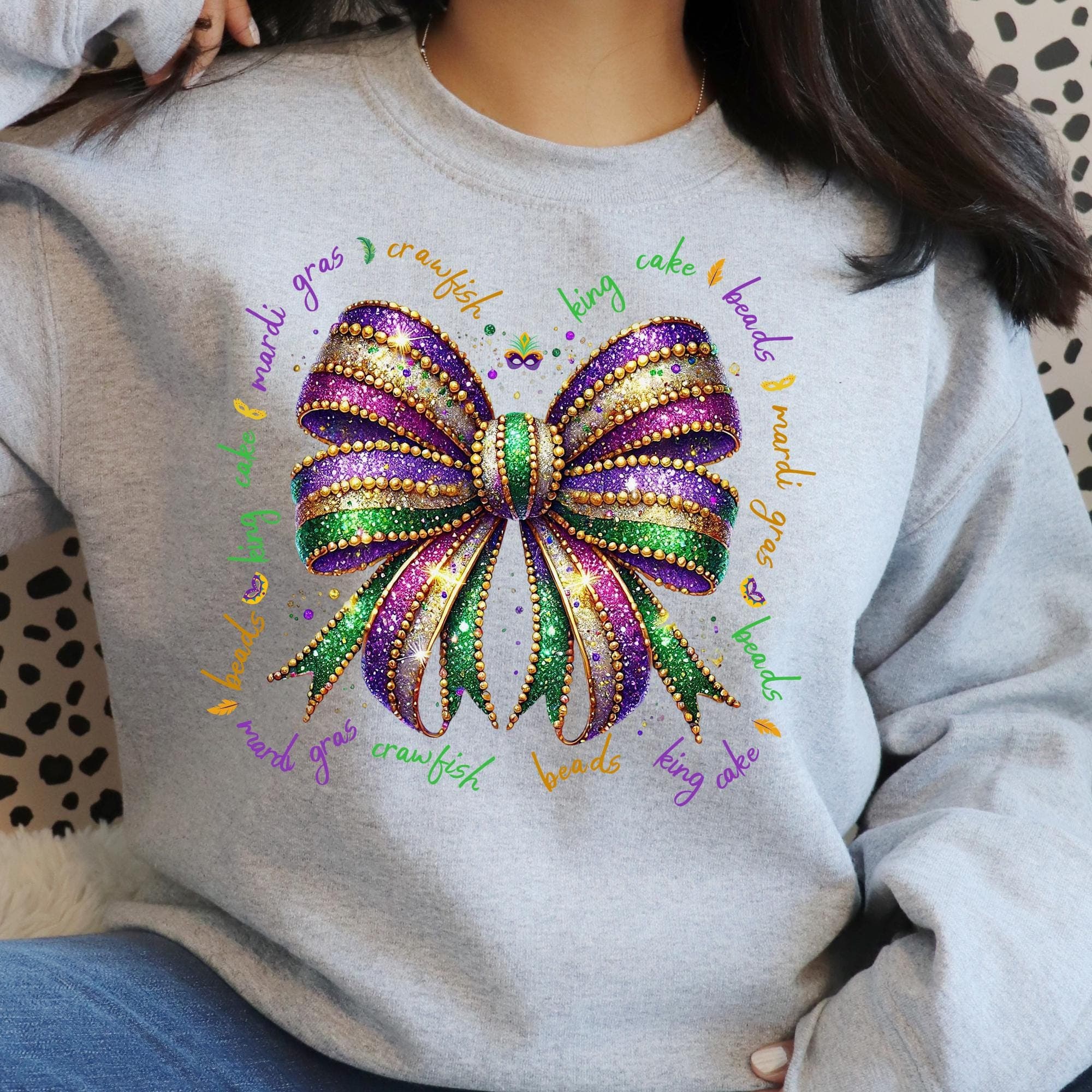 sweatshirt design, clip art png, dtf png, retro png, sublimation design, sublimation download, tshirt png, mardi gras outfit, coquette bow png, glitter bow png, new orleans festival, louisiana shirt, mardi gras beads