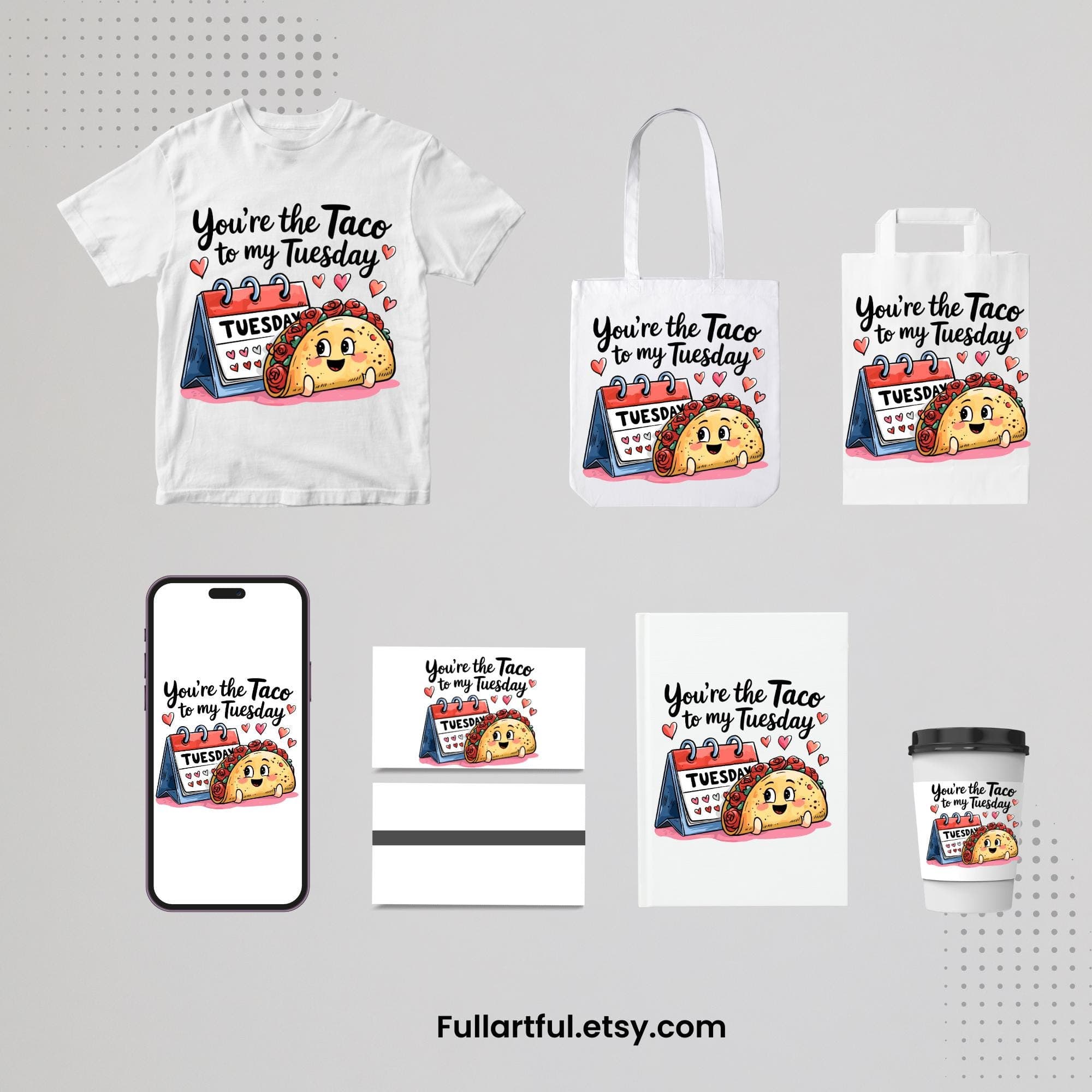 Cute Valentine’s Day SVG - You’re The TACO To My Tuesday PNG | Couples Matching Clipart | Digital Download - image 4