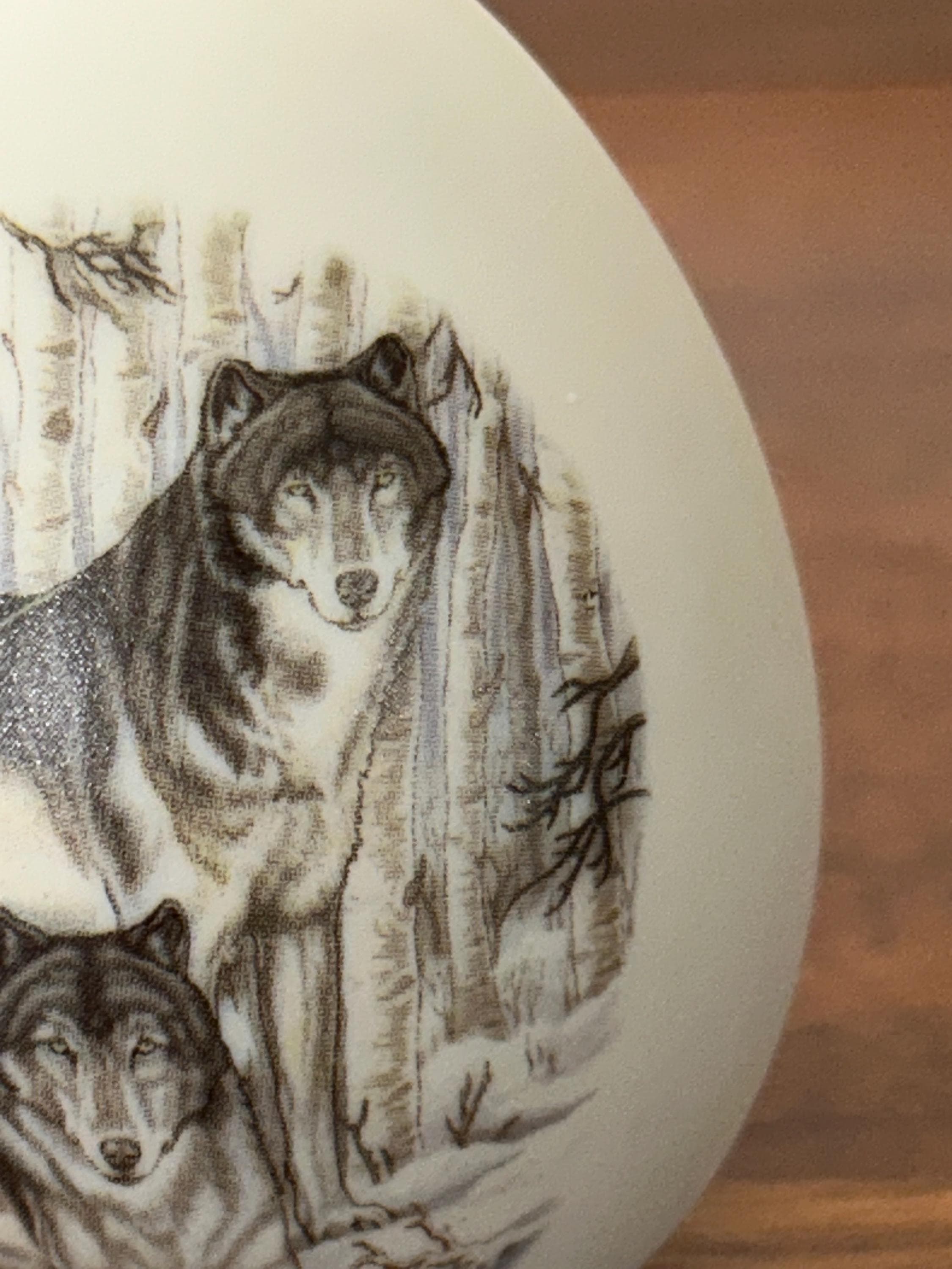 Vintage Decorative Egg with Wolf Scene 3" tall - Heavy Egg