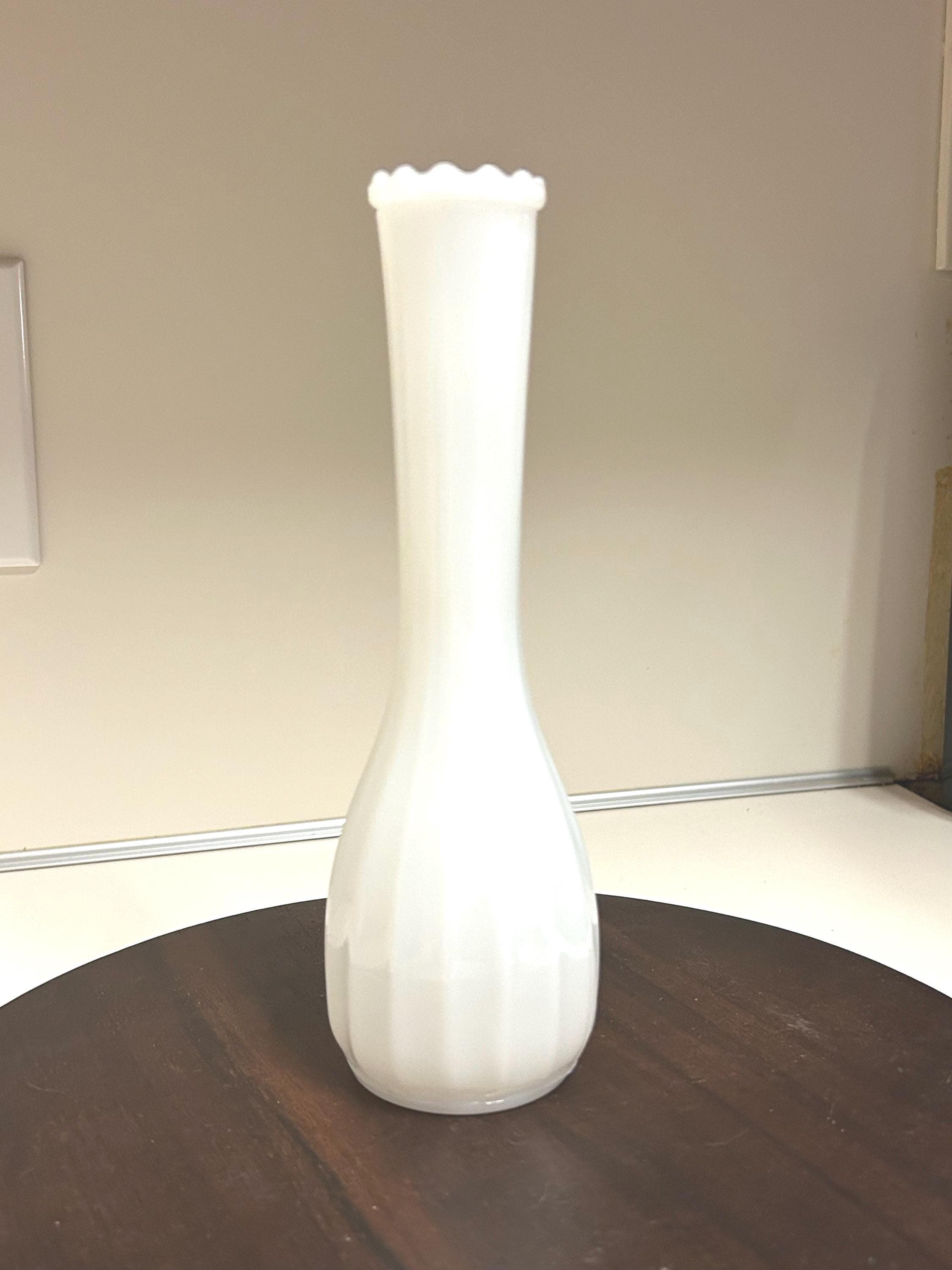 Vintage Milk Glass Genie Vase: 1950s Textured Bud Vase