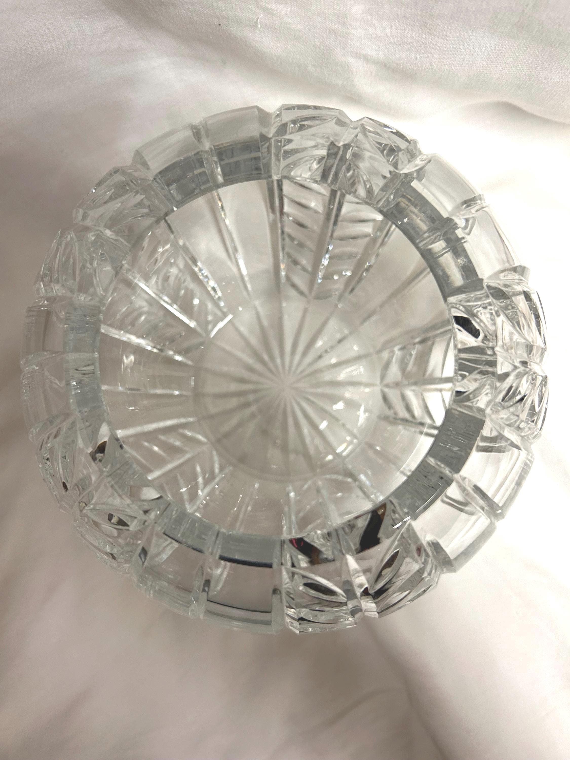 Vintage CRYSTAL Fishbowl VASE heavy cut crystal table centerpiece Great Condition looks Brand New