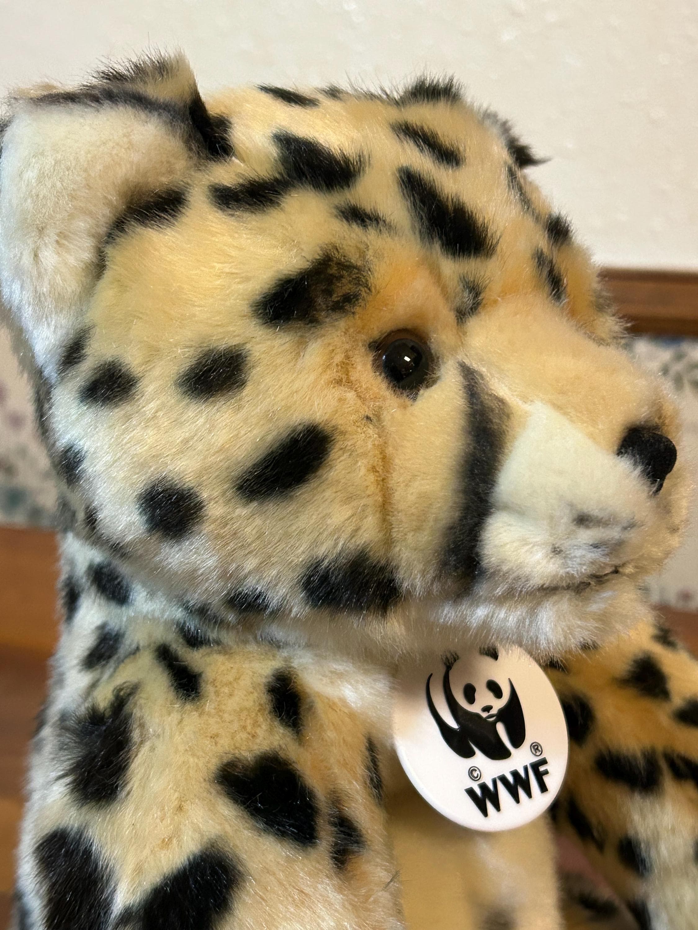 Vintage WWF Cheetah Plush Stuffed Animal with Original Panda Tag Wildlife Fund