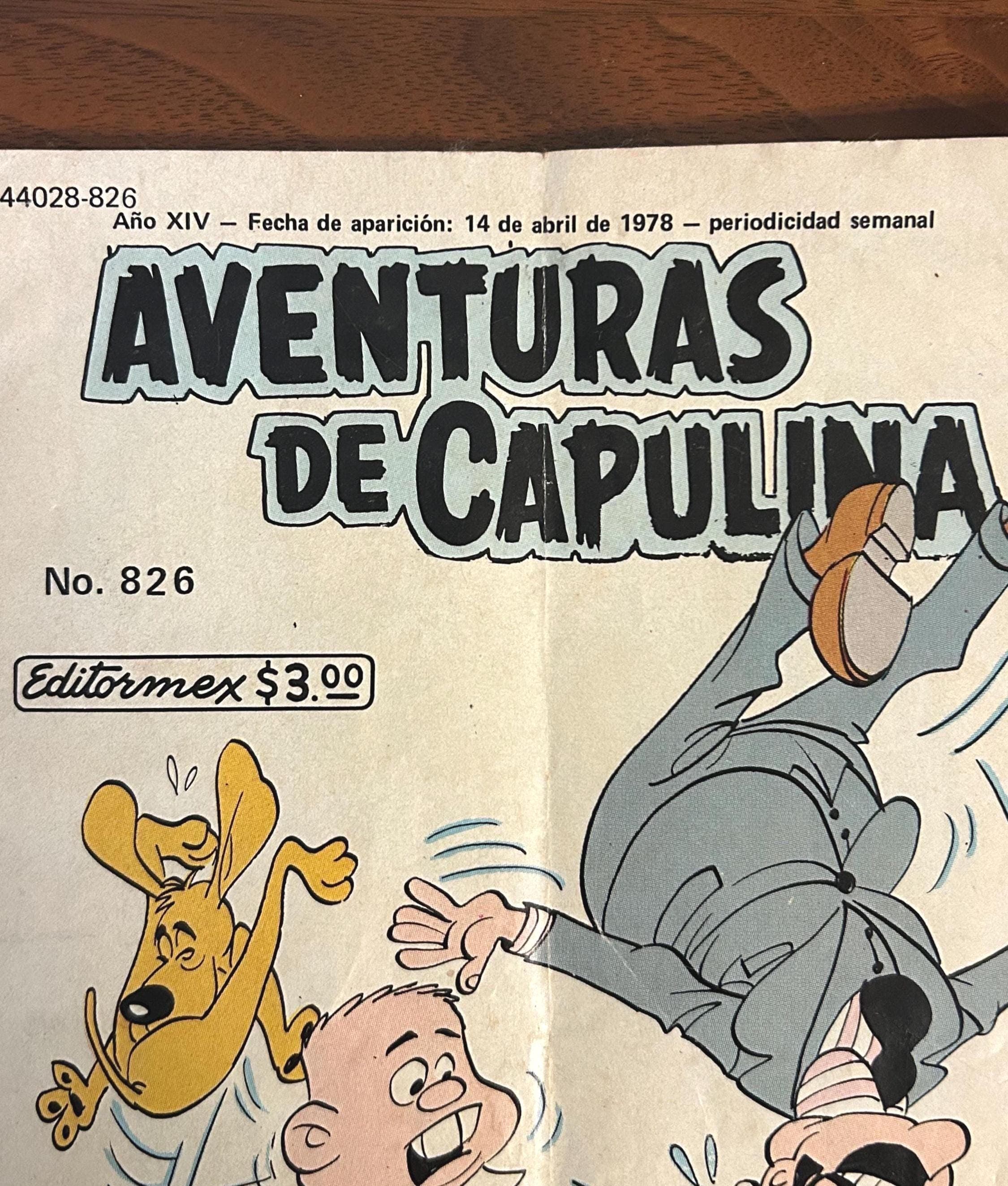 Vintage Aventuras de Capulina Comic Book April 14 1978 Spanish No 826 EditorMex