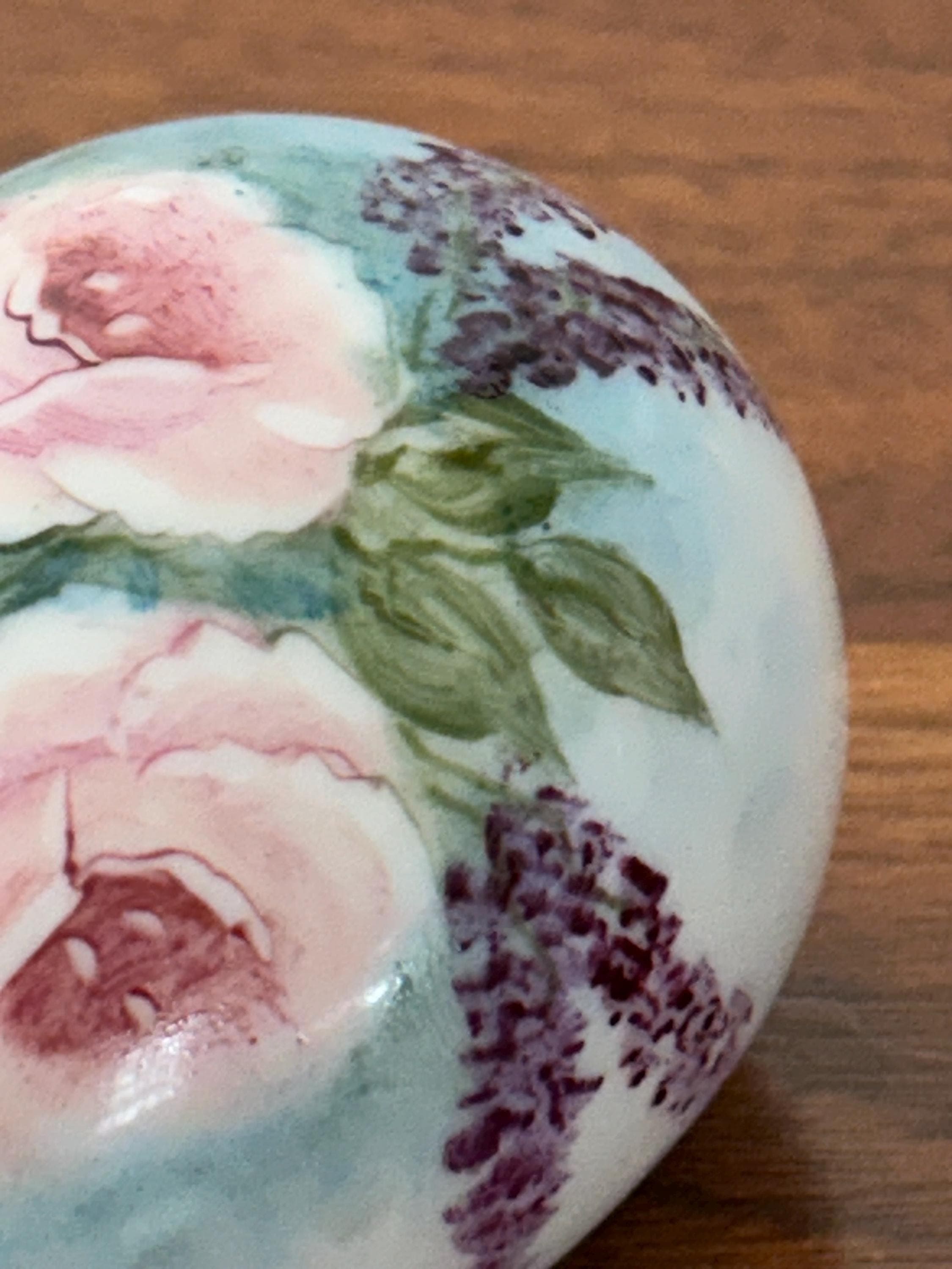 Vintage Hand Painted Floral Egg 2 3/4" - Ceramic Decorative Egg