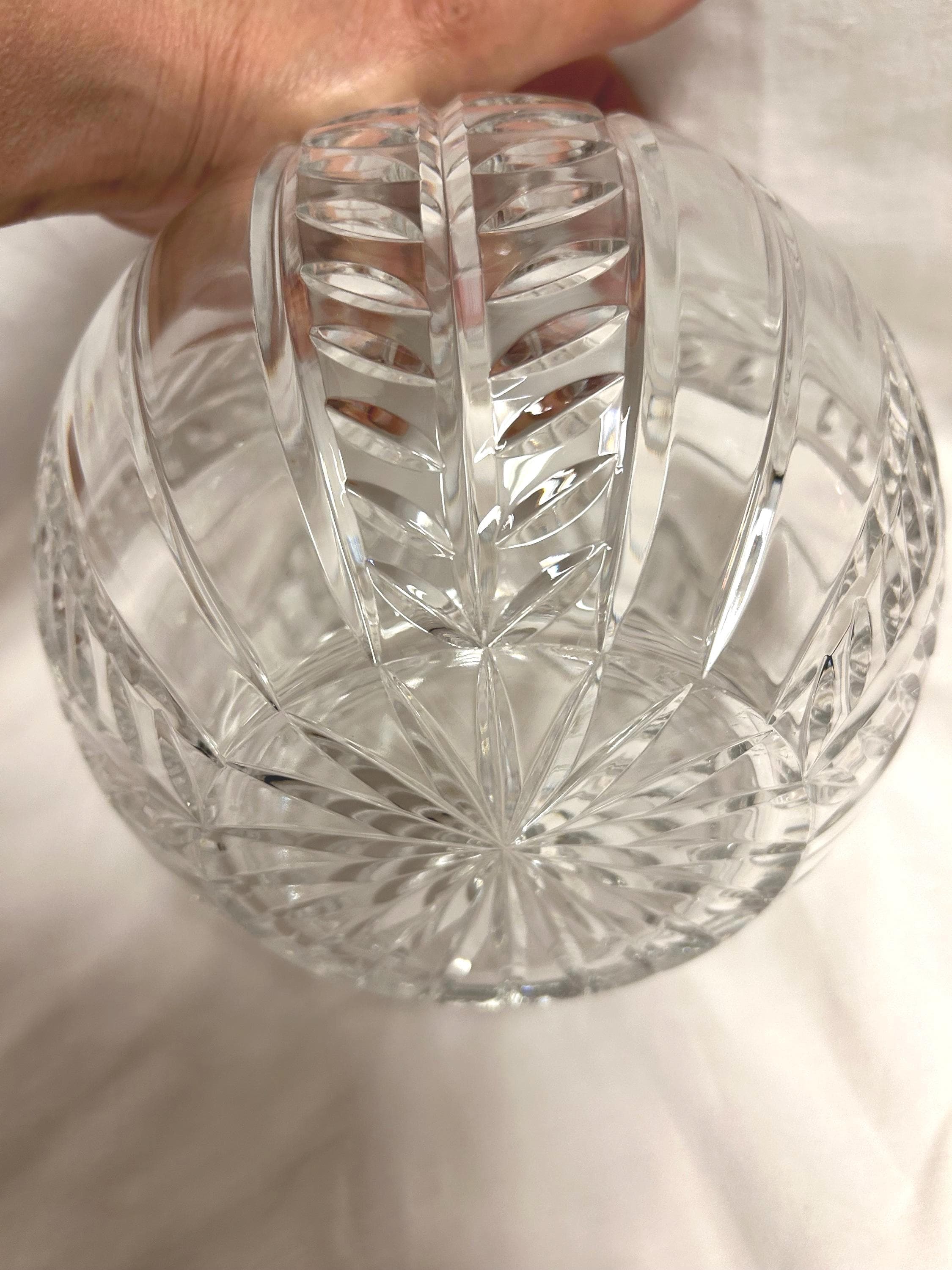 Vintage CRYSTAL Fishbowl VASE heavy cut crystal table centerpiece Great Condition looks Brand New