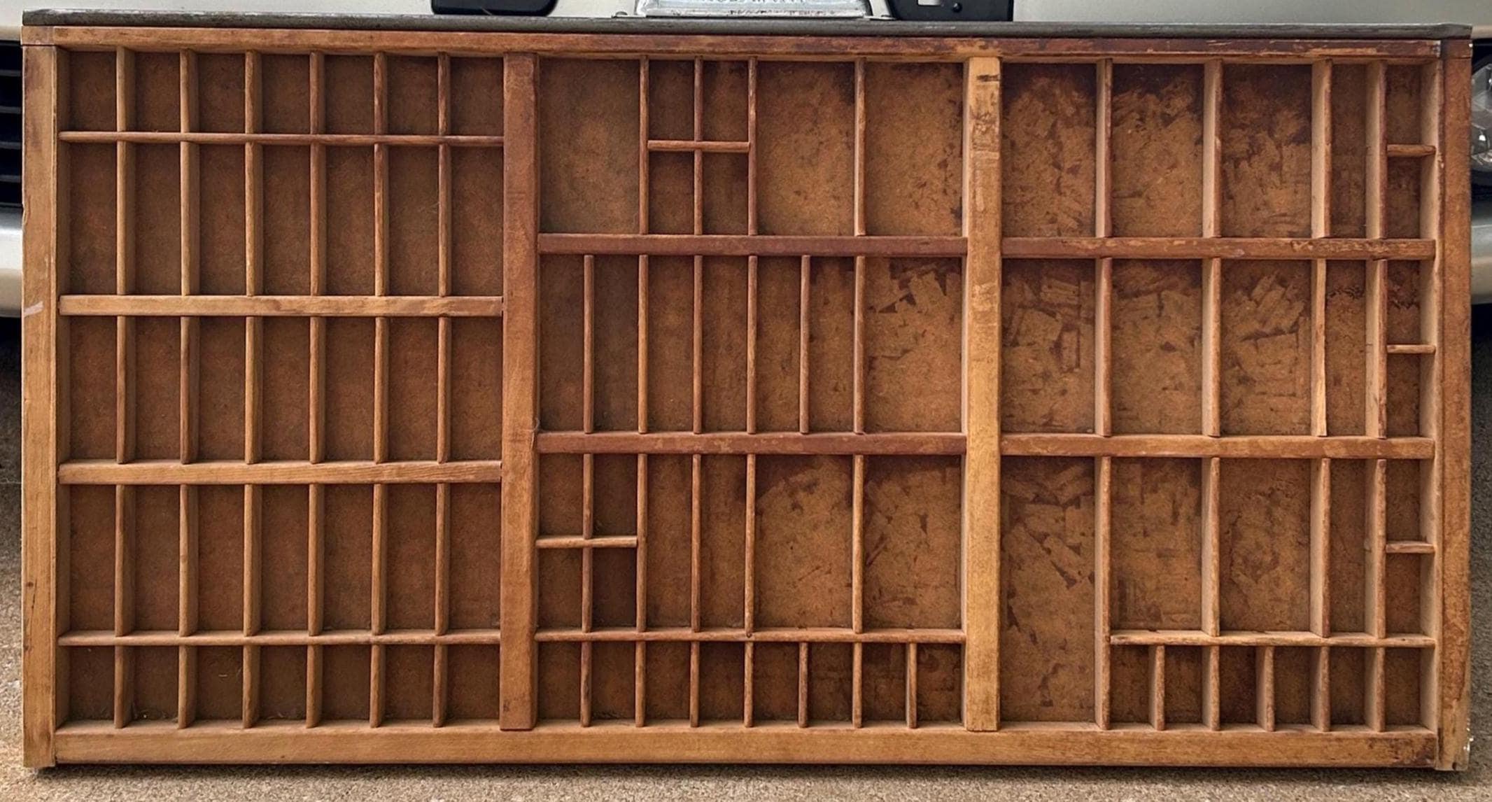 Antique Hamilton Printer Tray 32" x 16 1/2" - 89 Compartment Letterpress Type Drawer
