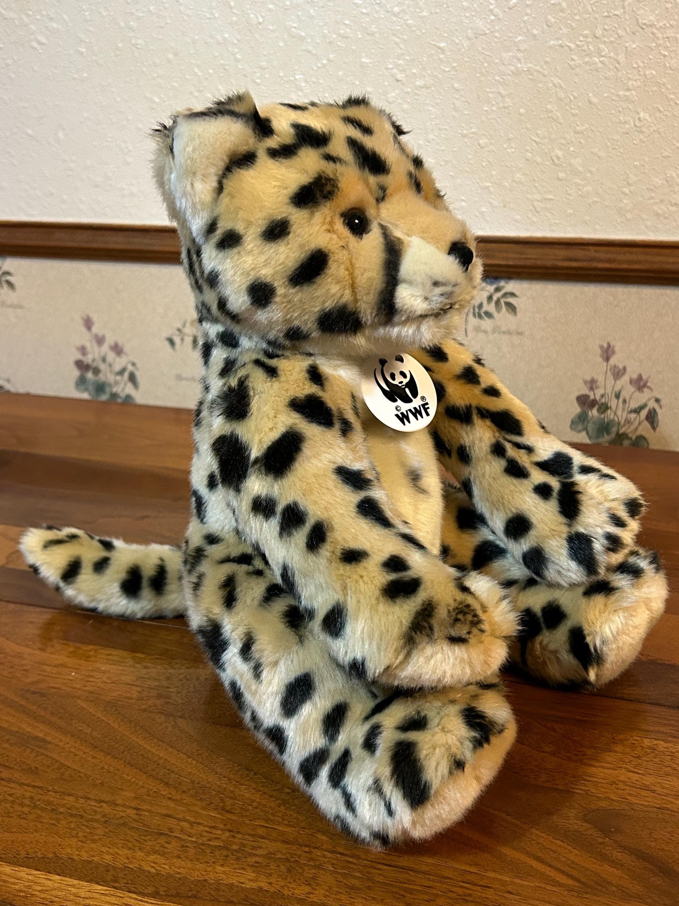 Vintage WWF Cheetah Plush Stuffed Animal with Original Panda Tag Wildlife Fund