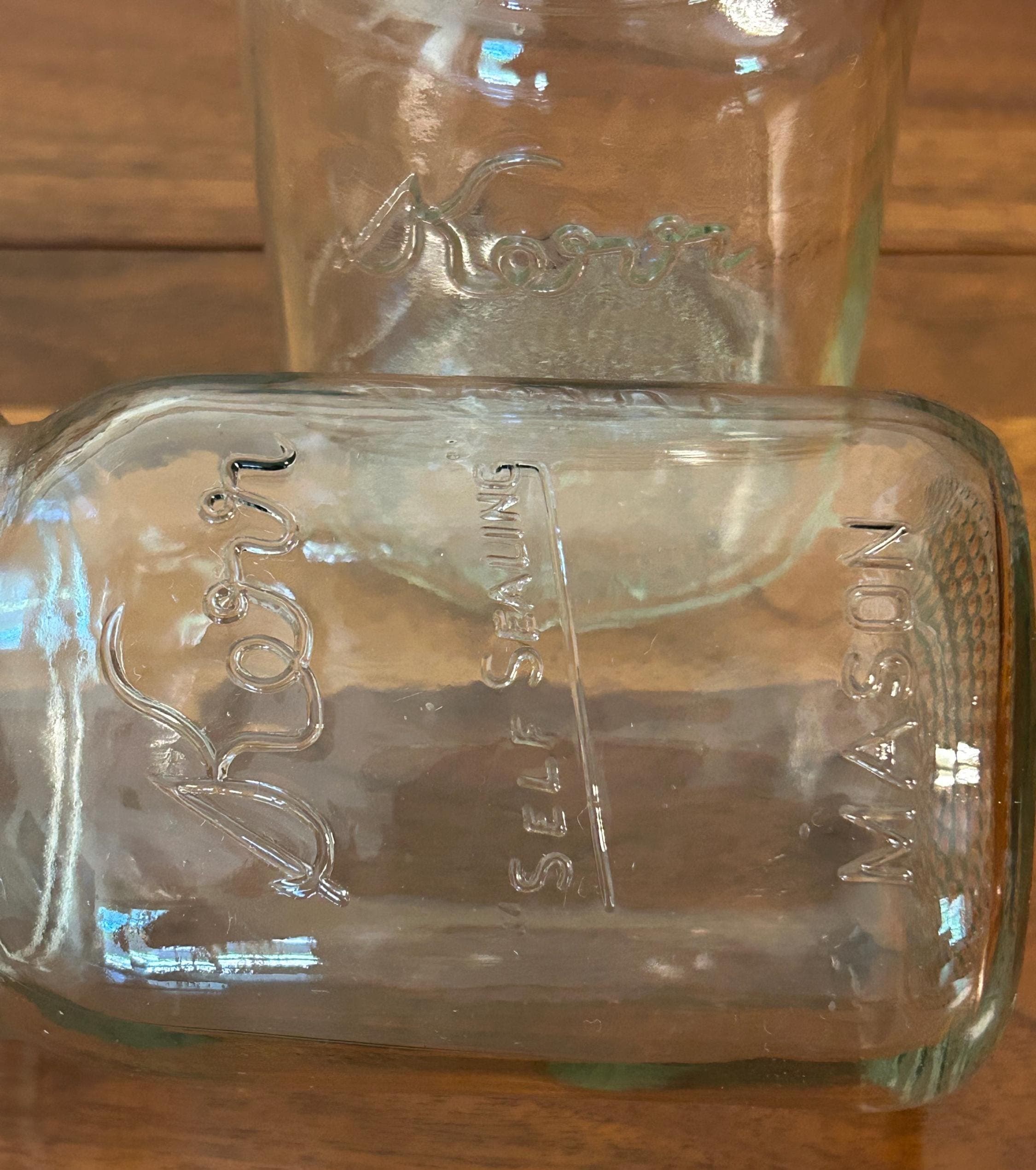 Vintage Kerr Self Sealing Mason Jars 5" Tall - Clear Glass Like New