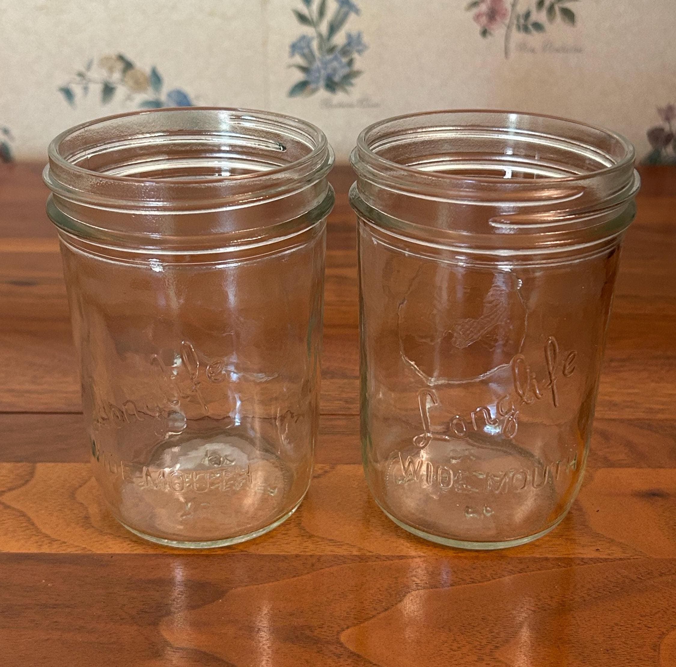 Vintage Ball Long Life Wide Mouth Mason Jar 5" - Bean Nester Glass 1930's