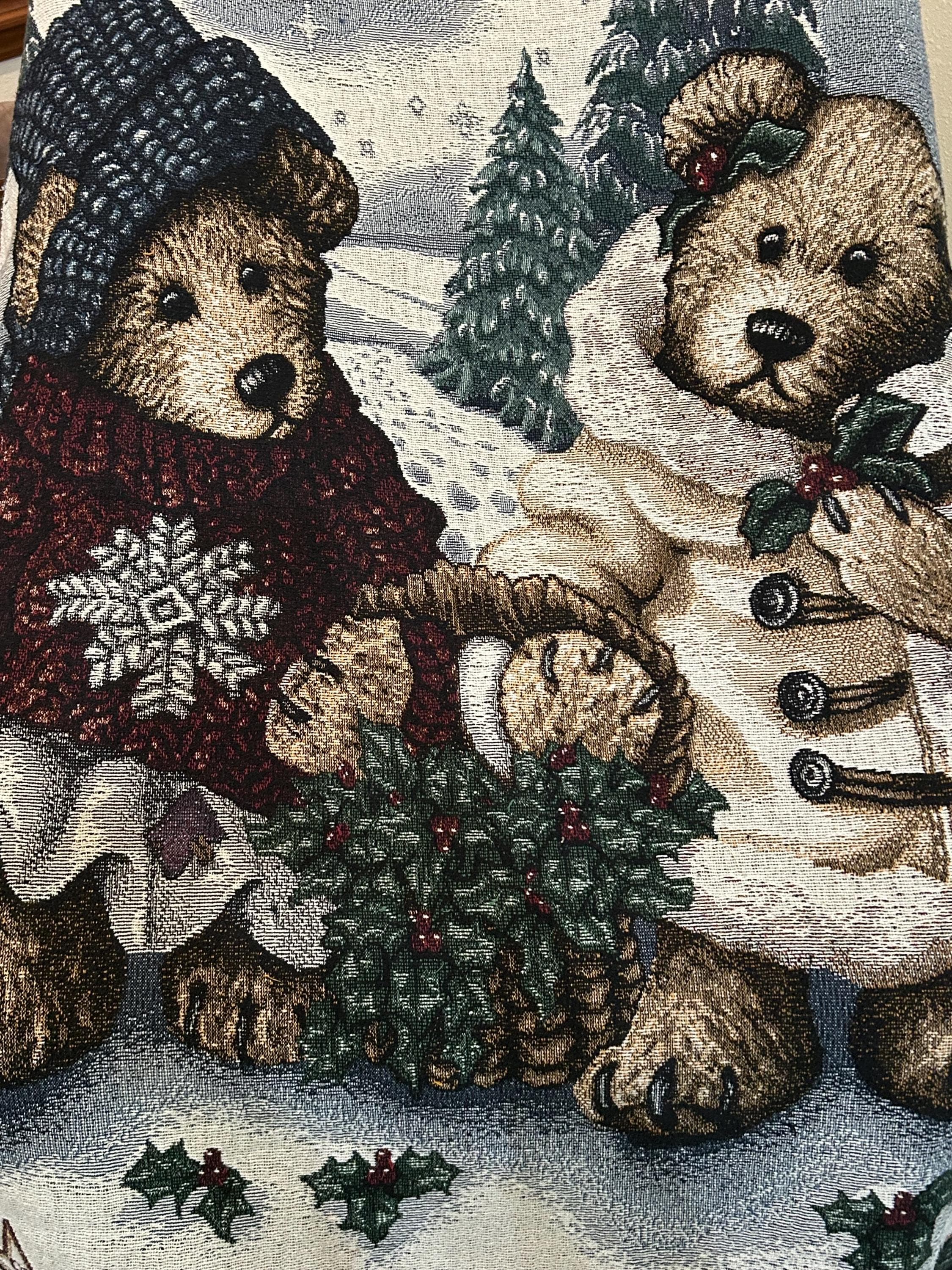 Vintage Boyds Bears Blanket Throw Wall Hanging 68" x 50" Winter Holiday Tapestry