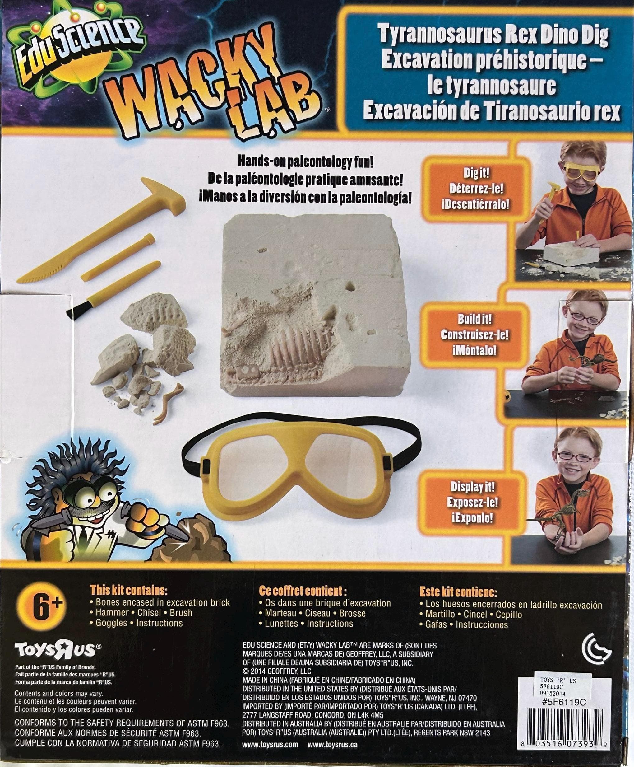 Wacky Lab by EduScience - Tyrannosaurus Rex Dino Dig 2014 dig it, build it, display it HOURS of FUN Ages 6+ Brand New