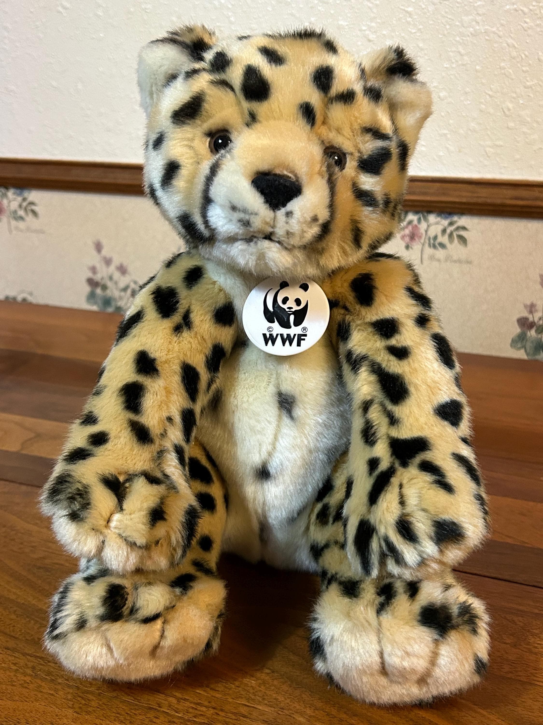 Vintage WWF Cheetah Plush Stuffed Animal with Original Panda Tag - Wildlife Fund