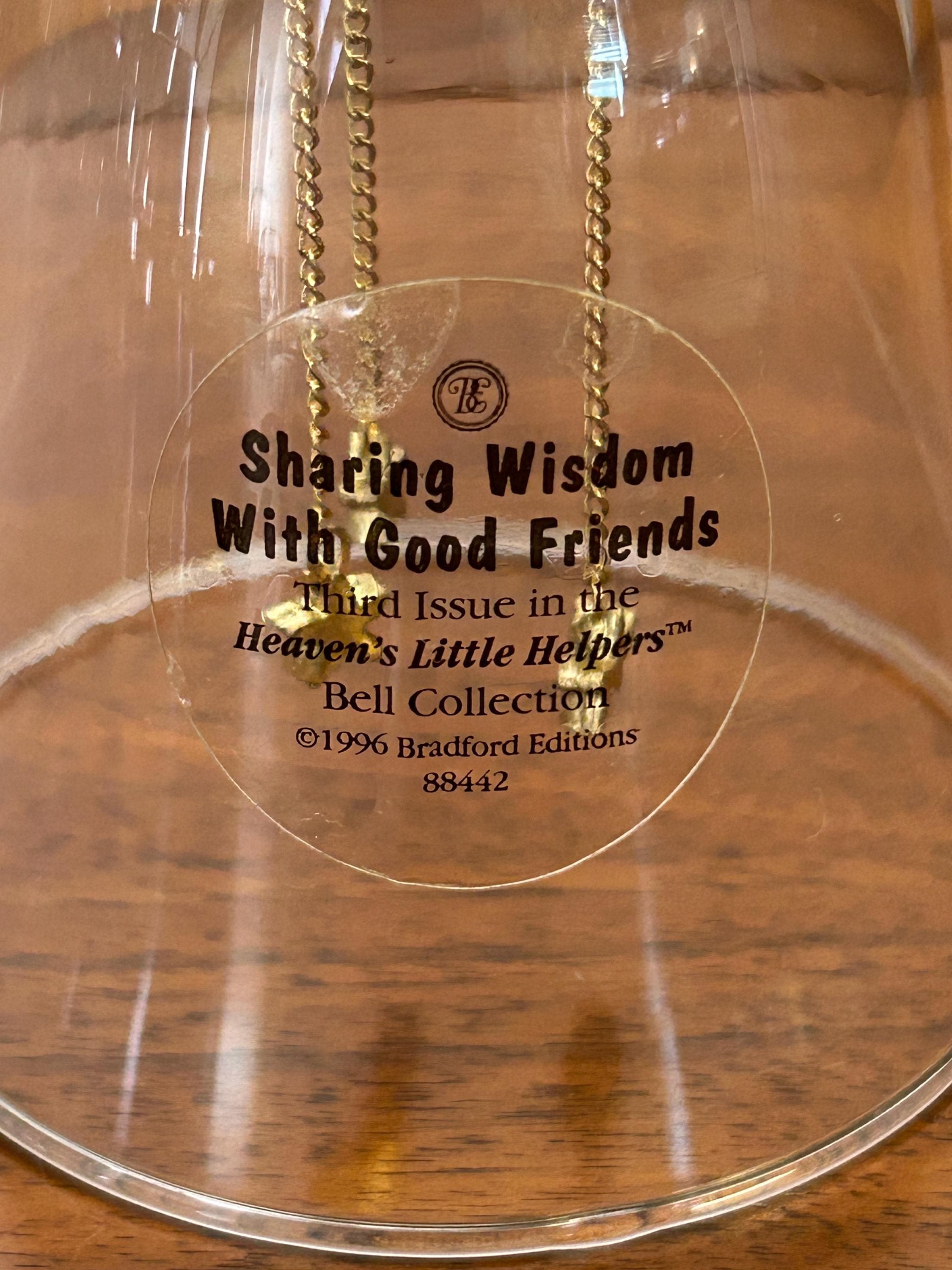 Vintage Bradford Exchange Glass Bell - Sharing Wisdom with Good Friends 1996