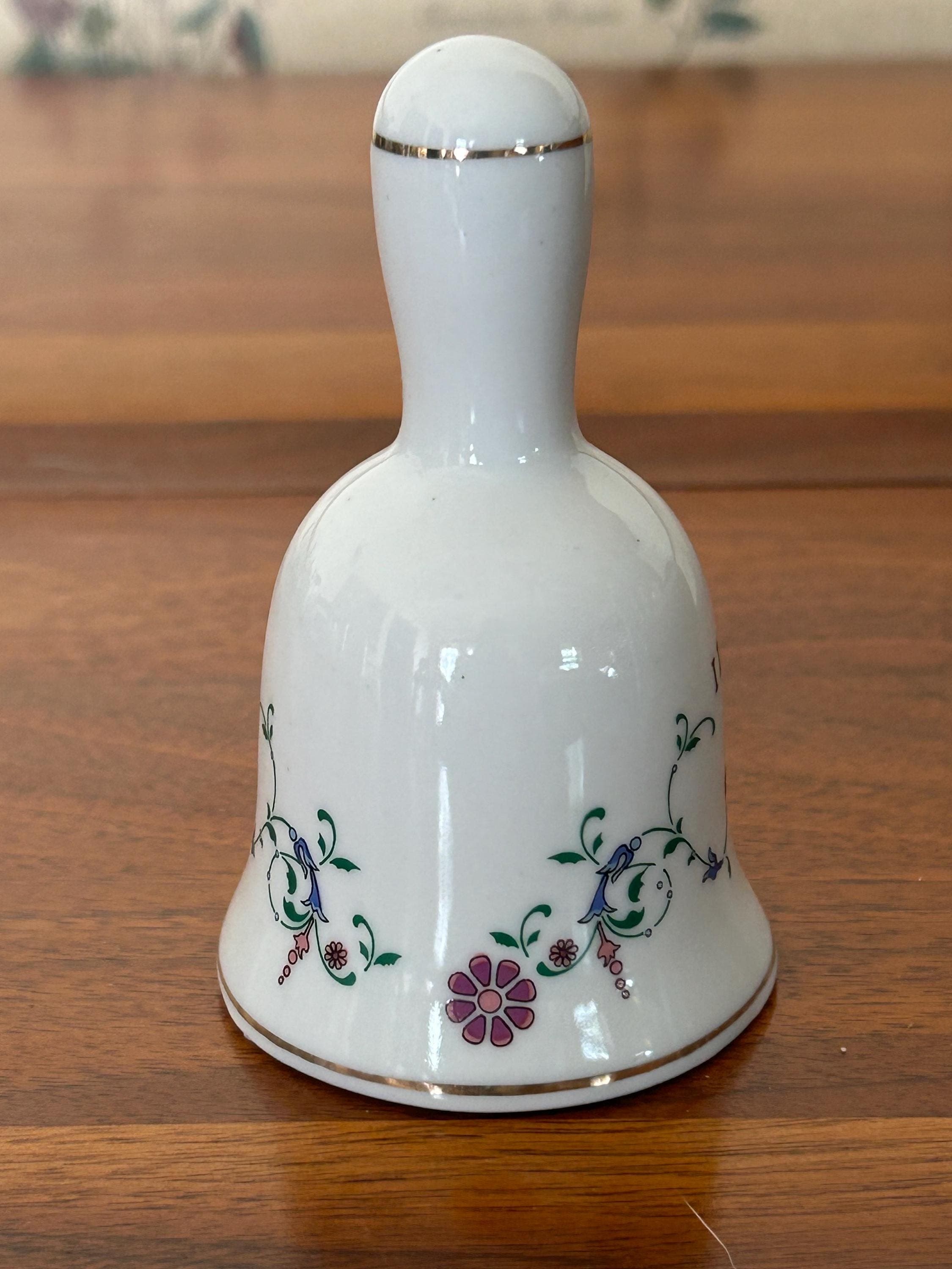 Vintage Ceramic Bell 4" - I Love You Mom - Floral Design