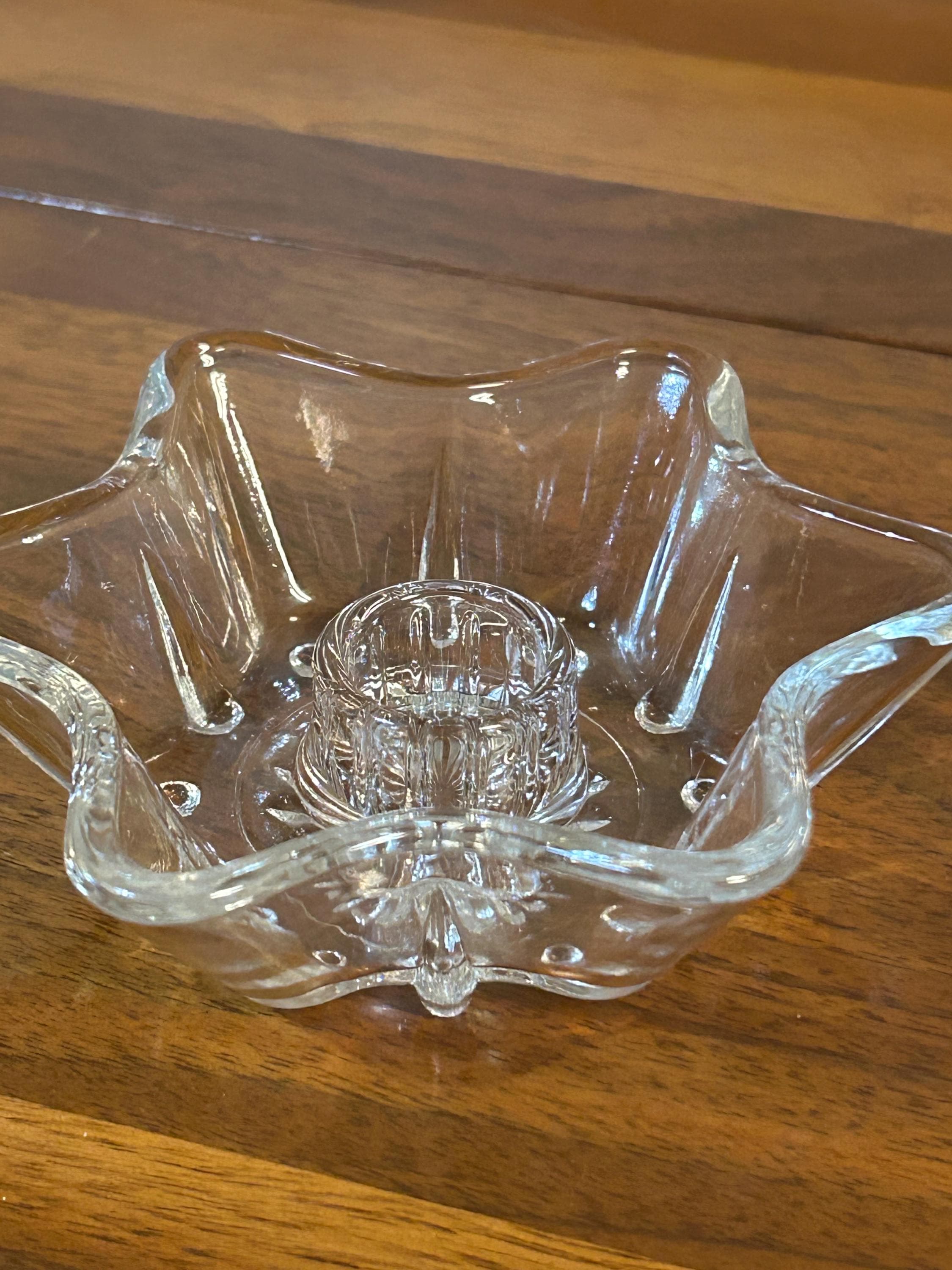Vintage Glass Star Candleholders, 4 1/2" Wide - Set of 2, rounded corners