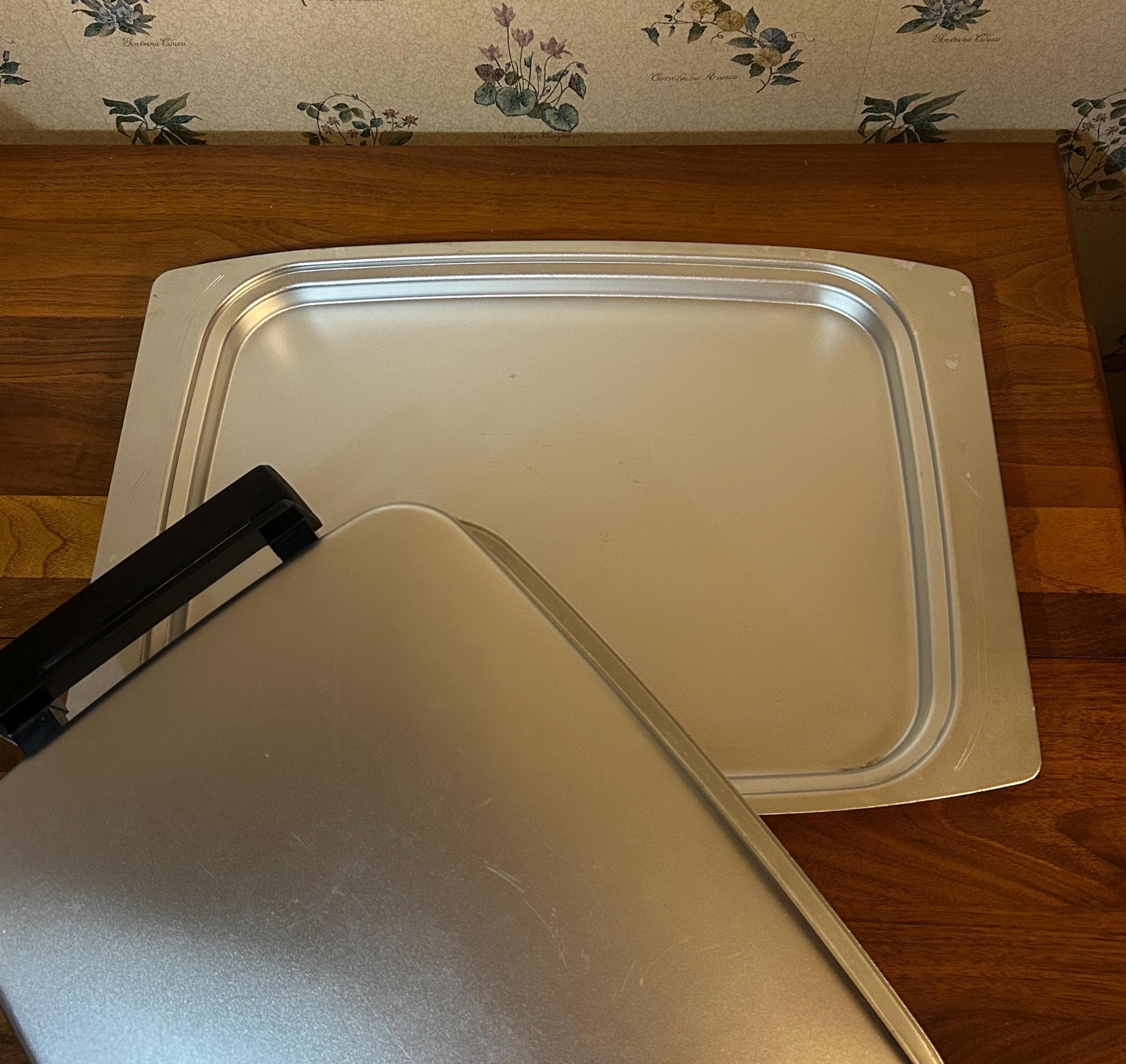 Vintage Stainless Steel Covered Serving Tray 19" - Rectangular Buffet Server