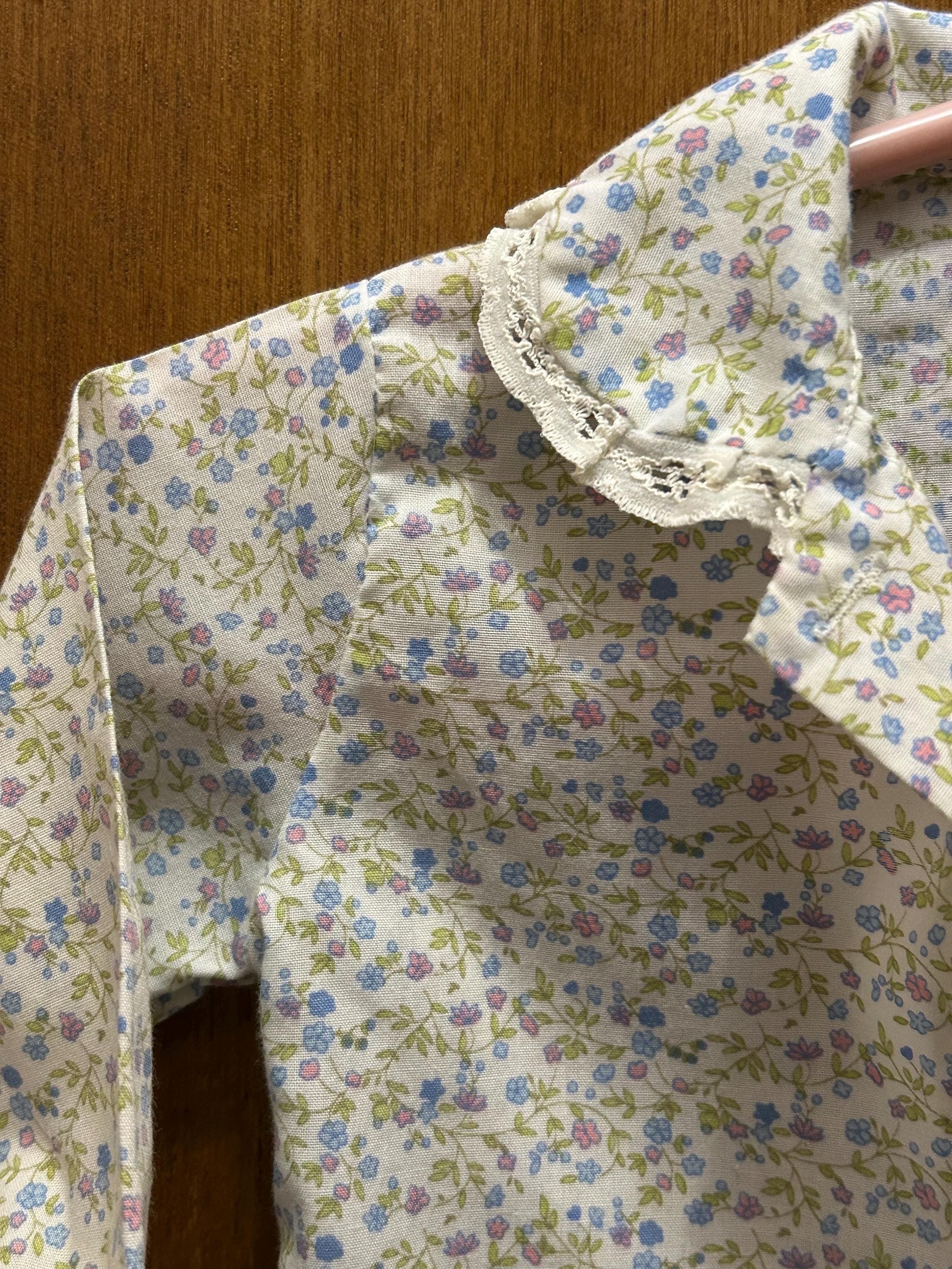 Vintage Baby Floral Shirt 6 Months - Handmade Style Button Front Top