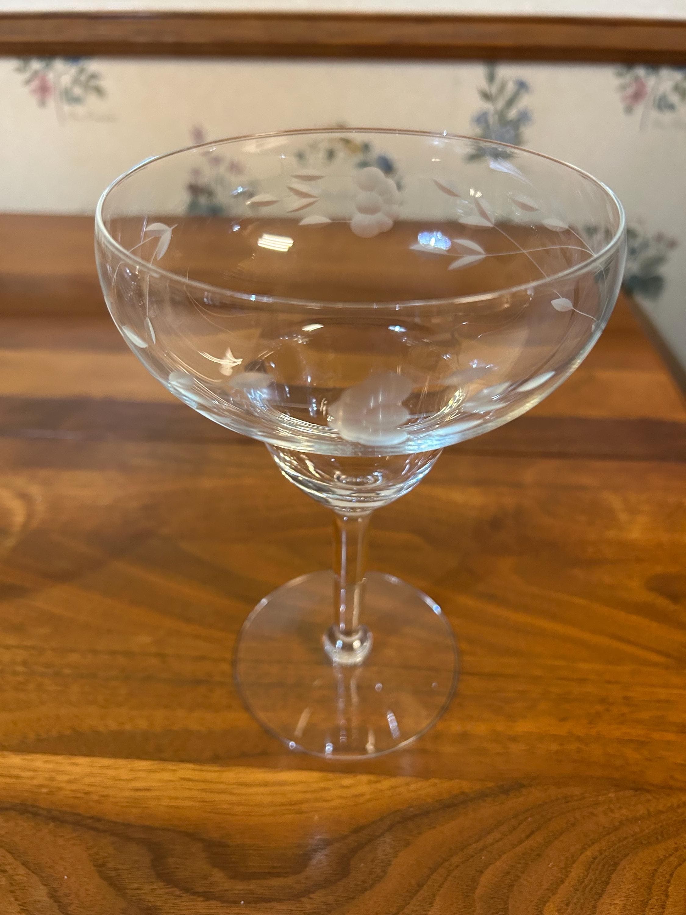 2 Vintage Princess House Heritage Crystal Margarita Glasses 9" tall, long stemmed