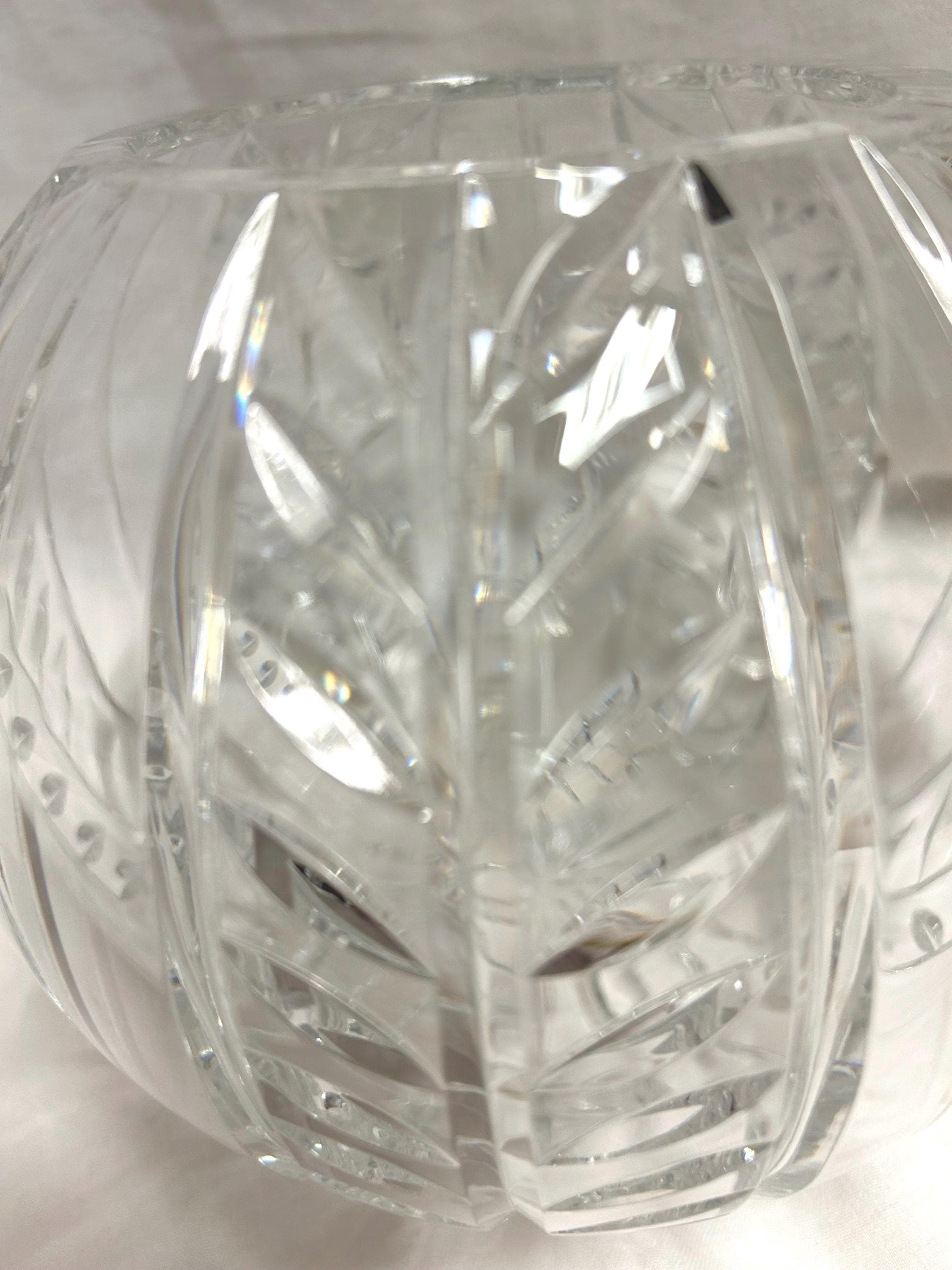 Vintage CRYSTAL Fishbowl VASE heavy cut crystal table centerpiece Great Condition looks Brand New