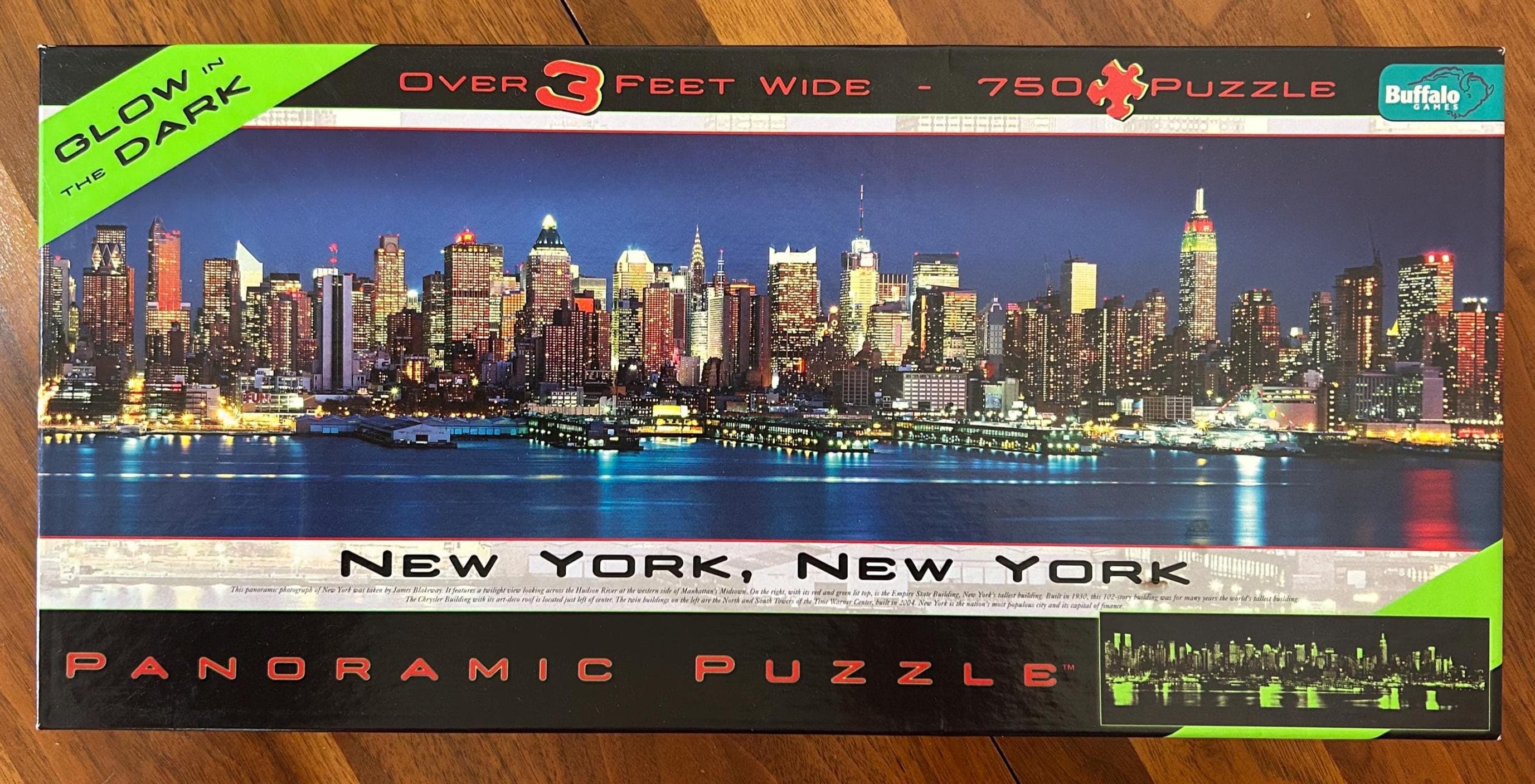Jigsaw Puzzle - Buffalo Games New York Panoramic Glow in the Dark 3 ft - 750 Pieces