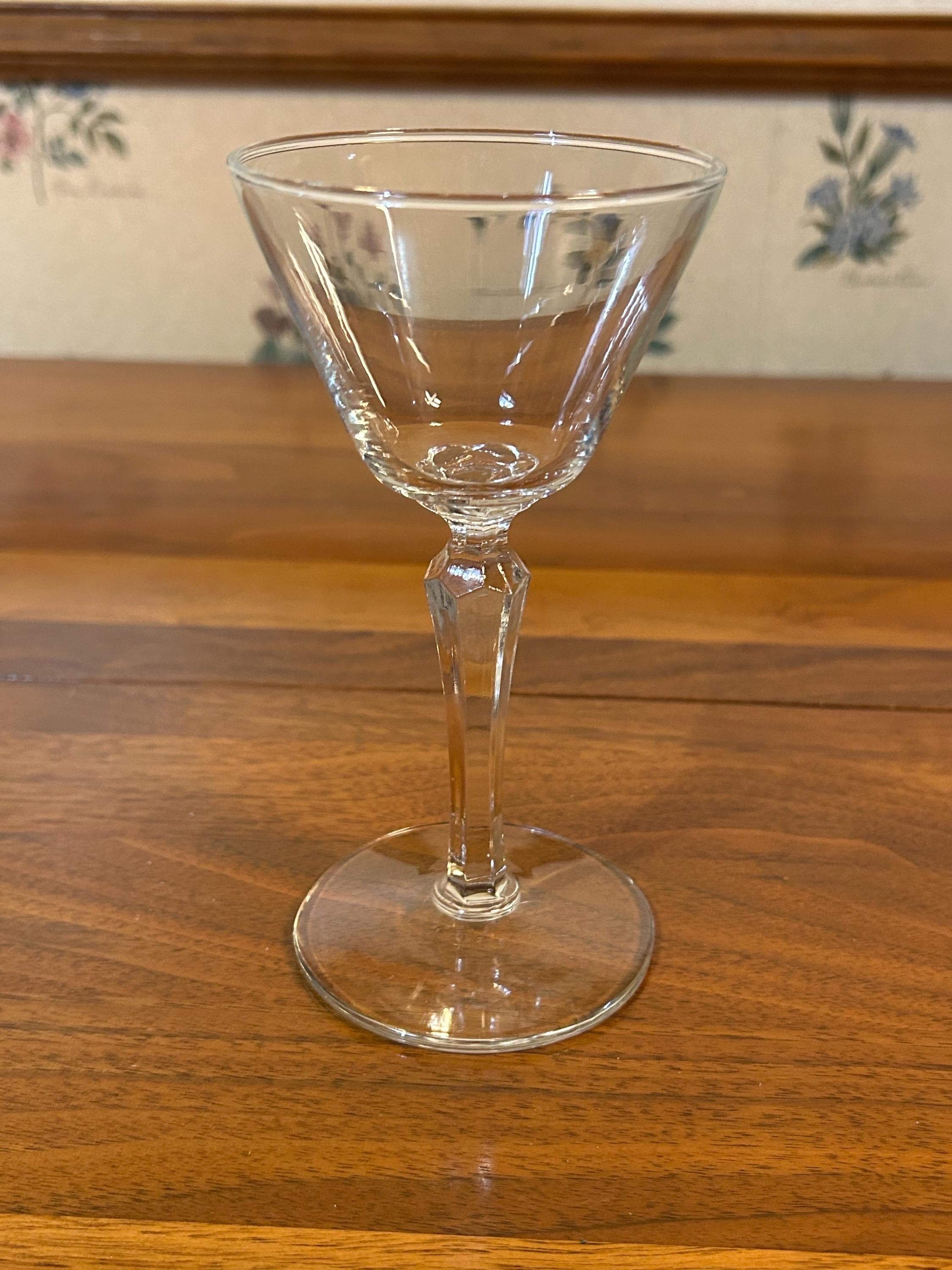 Vintage Crystal Cocktail Glass 5 3/4" - Faceted Stem Barware - You Pick Quantity