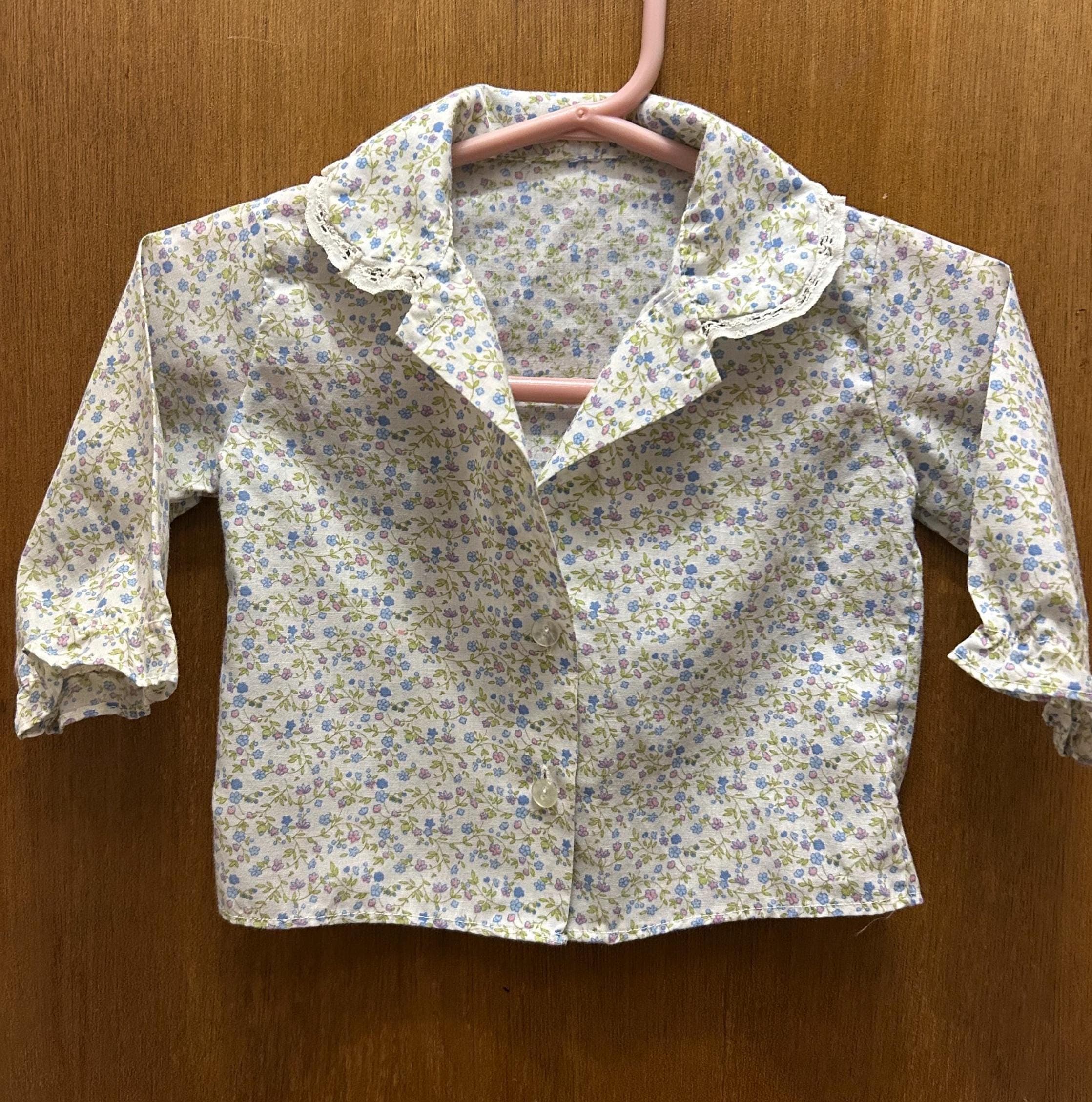 Vintage Baby Floral Shirt 6 Months - Handmade Style Button Front Top