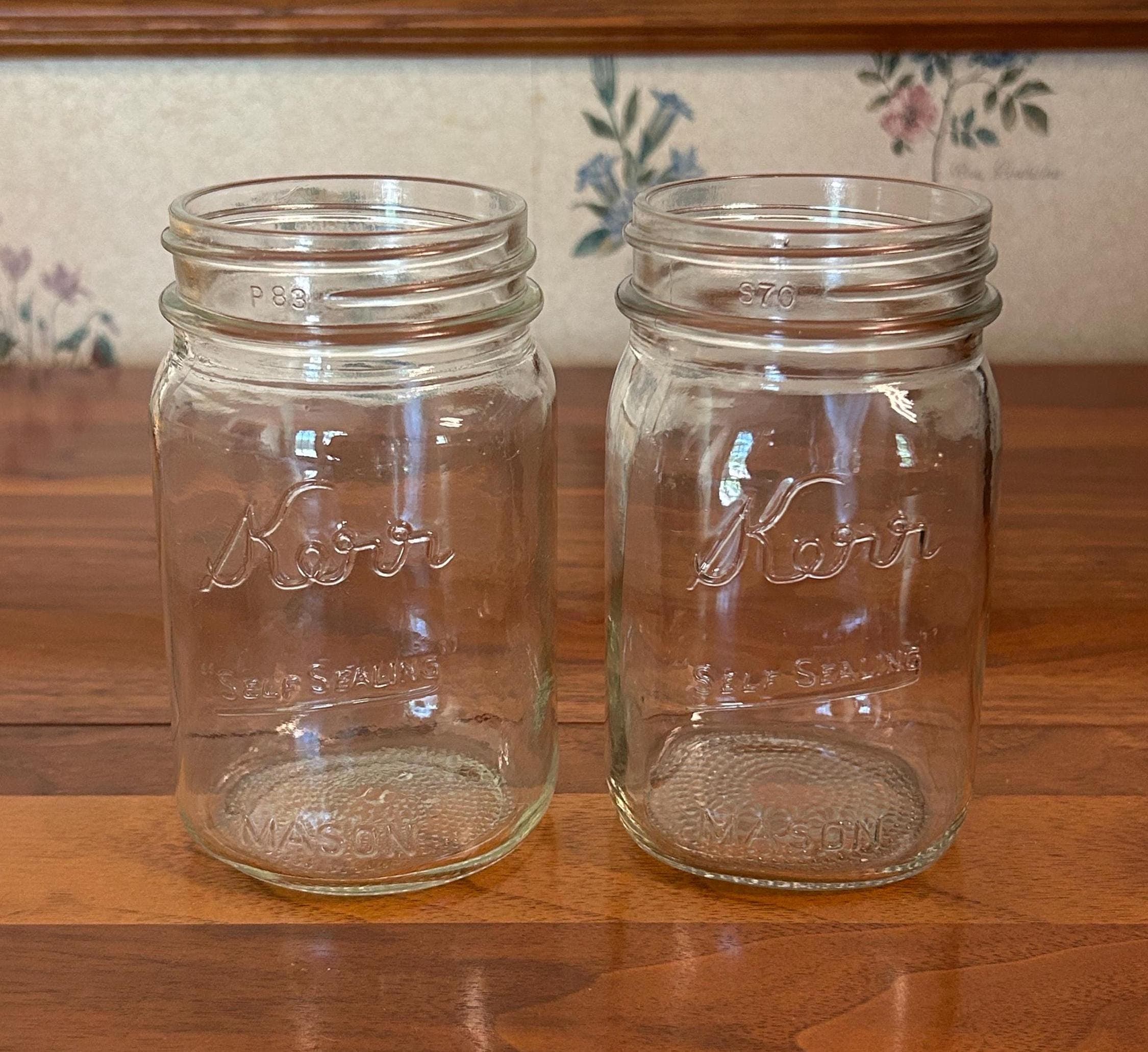 Vintage Kerr Self Sealing Mason Jars 5" Tall - Clear Glass Like New