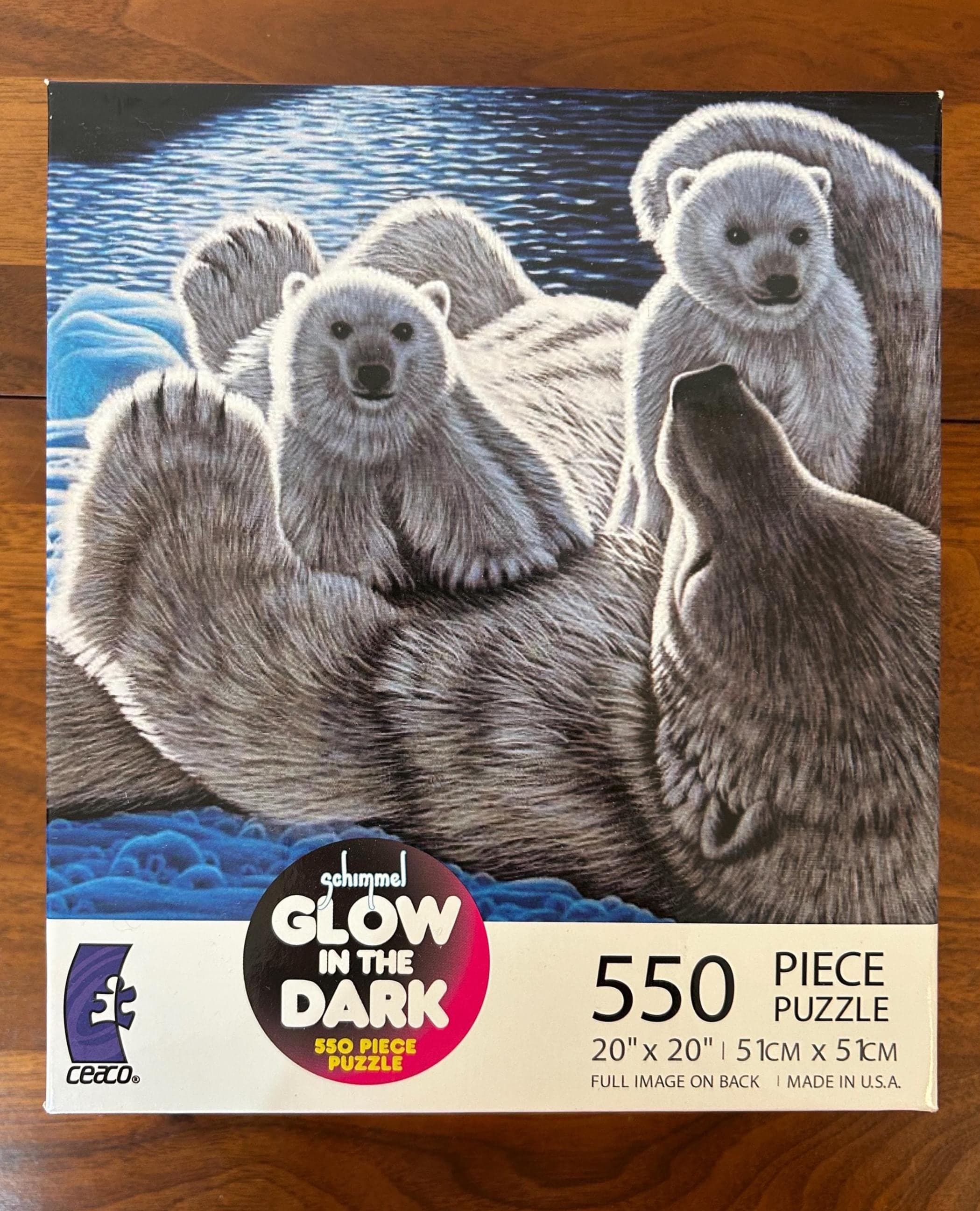 Ceaco Glow in the Dark Polar Bear Jigsaw Puzzle - Schimmel - 550 Pieces