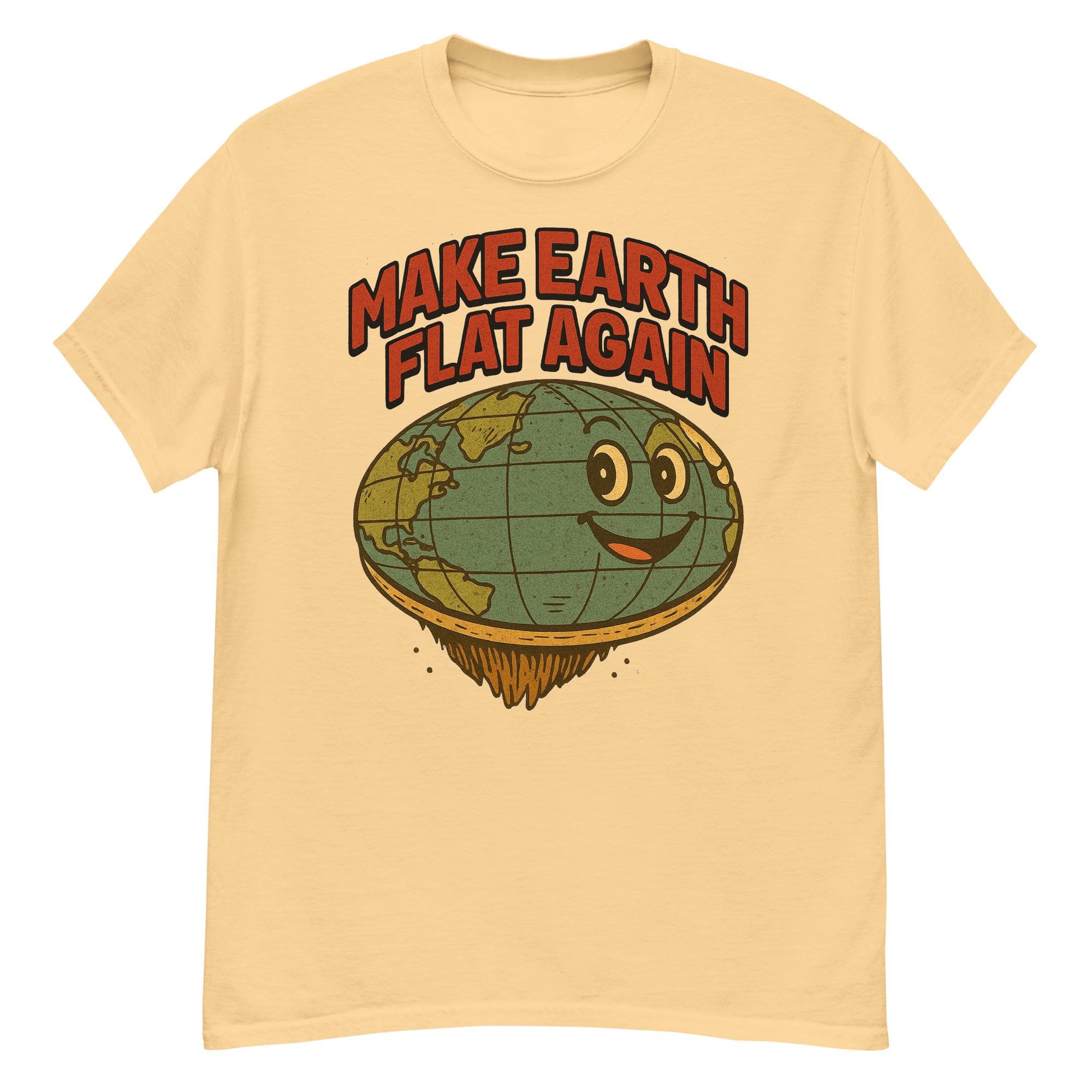 Make Earth Flat Again Meme Joke Flat Earth Theory Controversial Vintage Tshirt