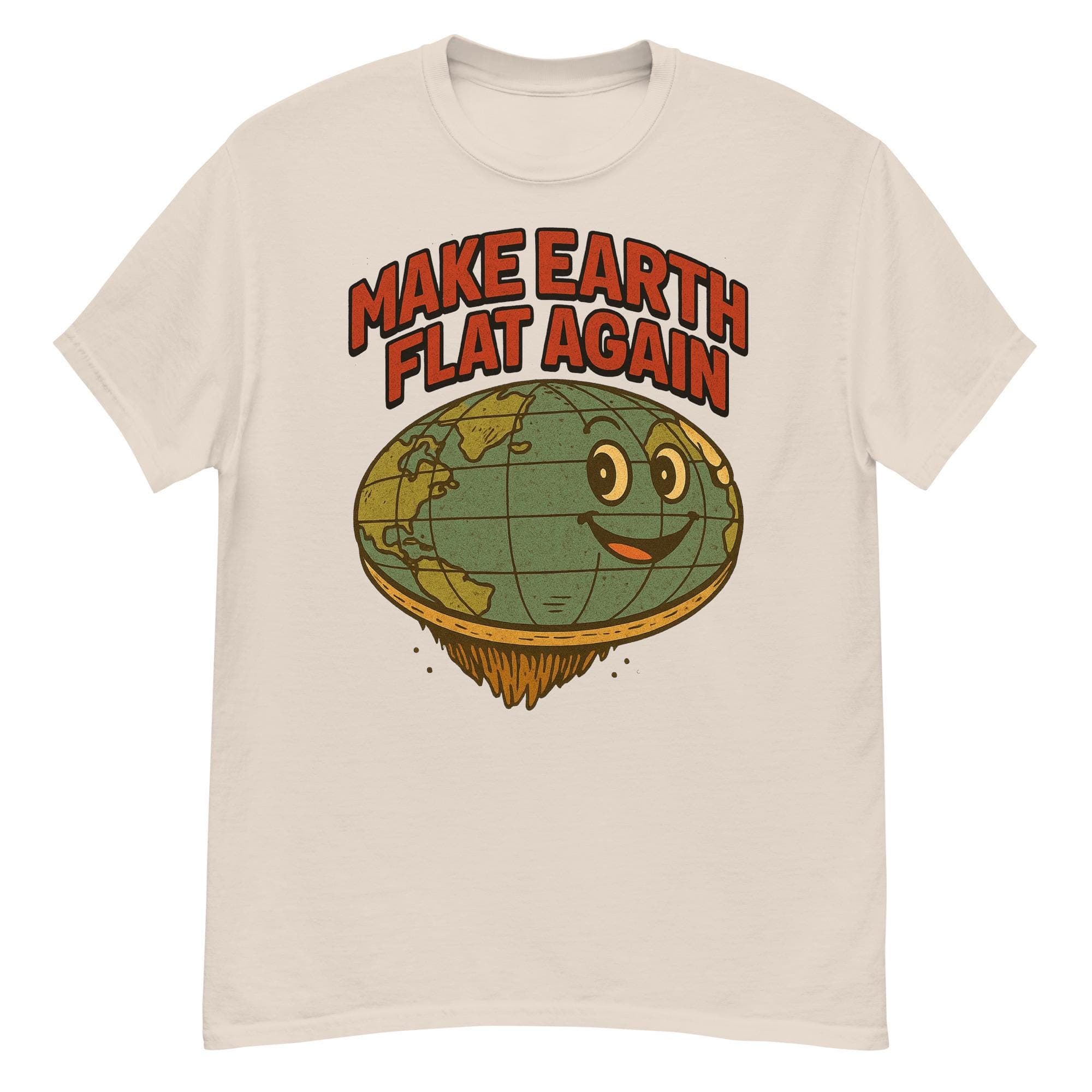 Make Earth Flat Again Meme Joke Flat Earth Theory Controversial Vintage Tshirt