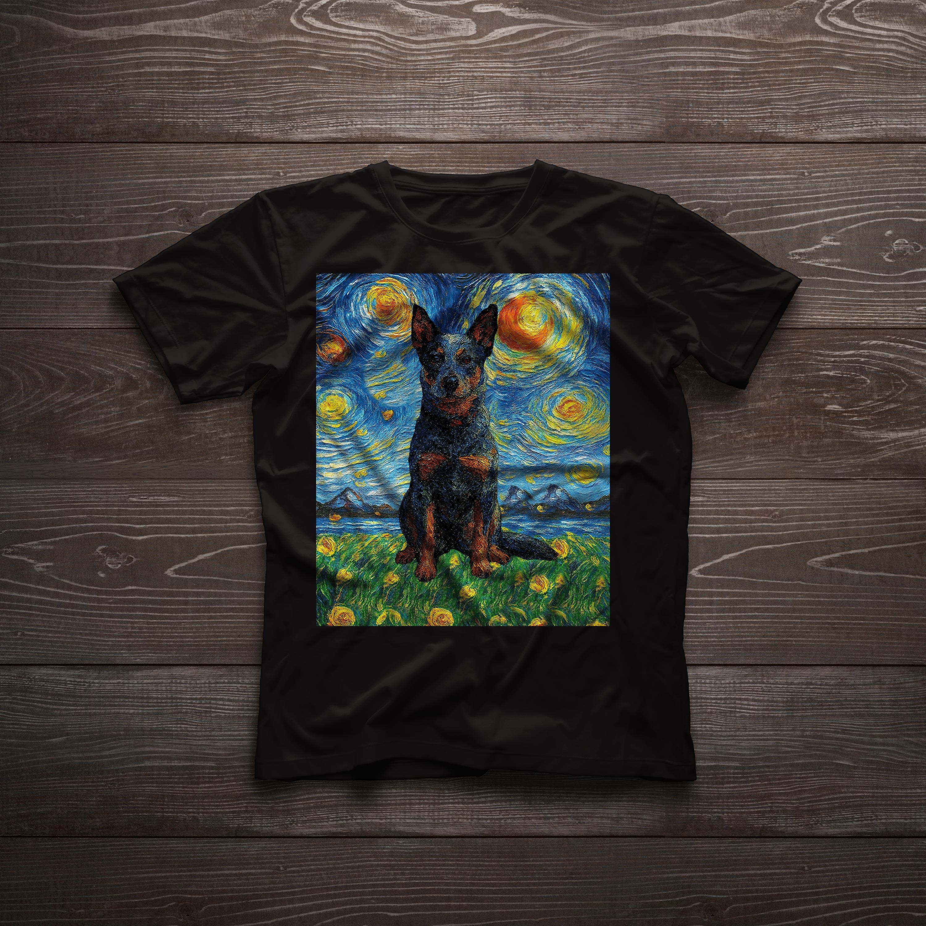 Blue Heeler Van Gogh Starry Night Blue Heeler Artistic Australian Cattle Dog Unisex classic T-Shirt