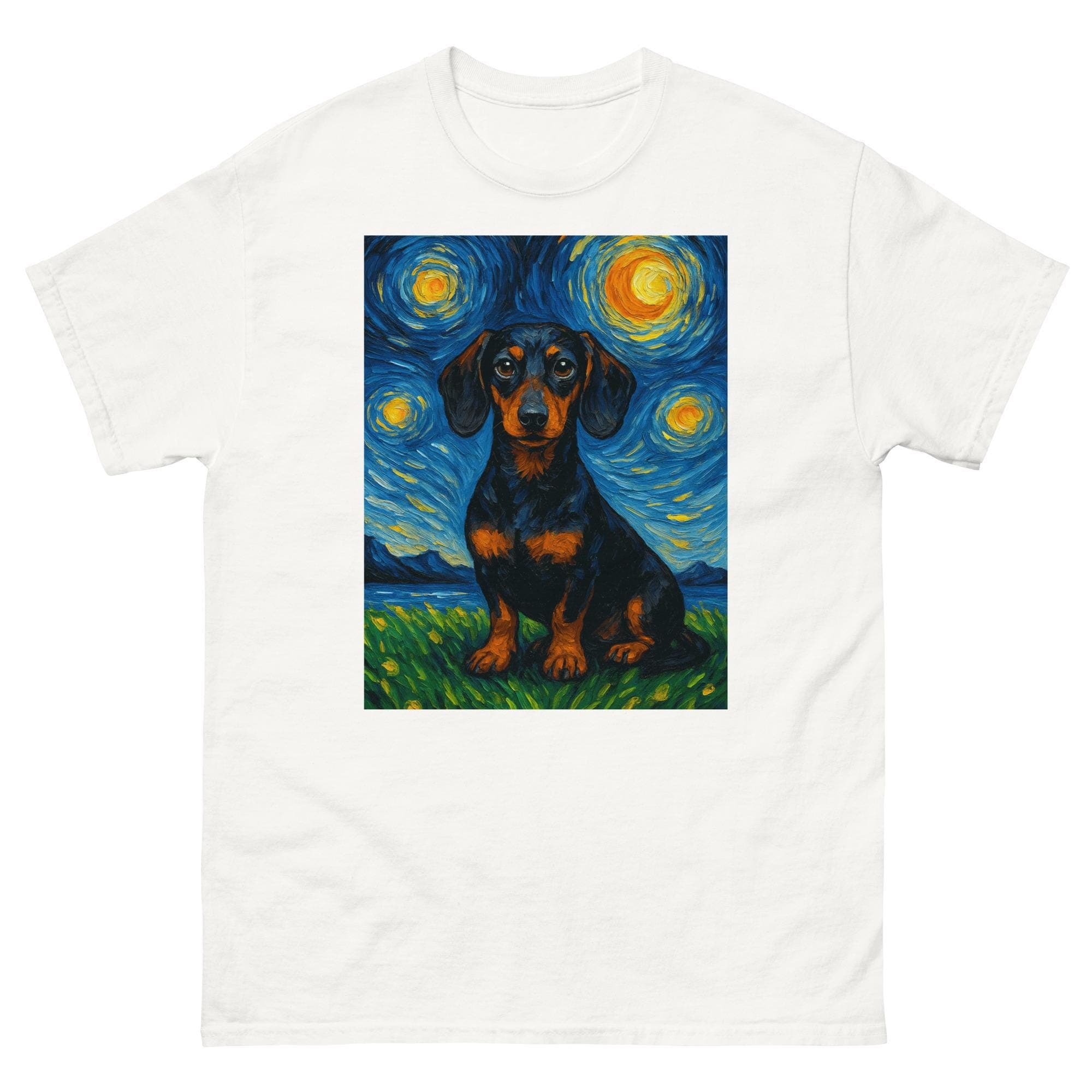 Dachshund Van Gogh Starry Night Dachshund  Long & Low Wiener Dog Art Doxie Lover Gift Unisex T-Shirt