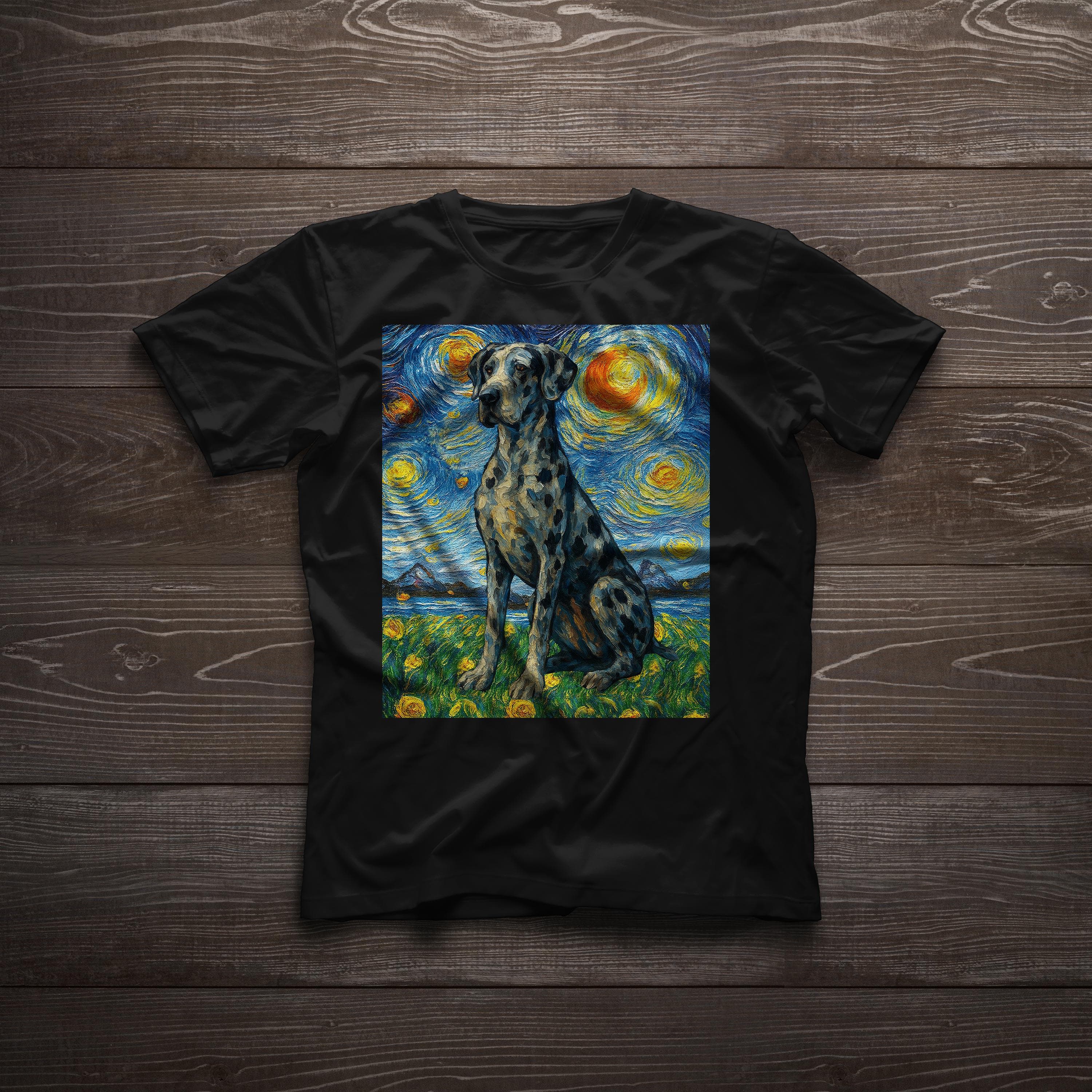 Great Dane Van Gogh Starry Night Great Dane Majestic Giant Breed Dog Art & Gift Unisex classic T-Shirt