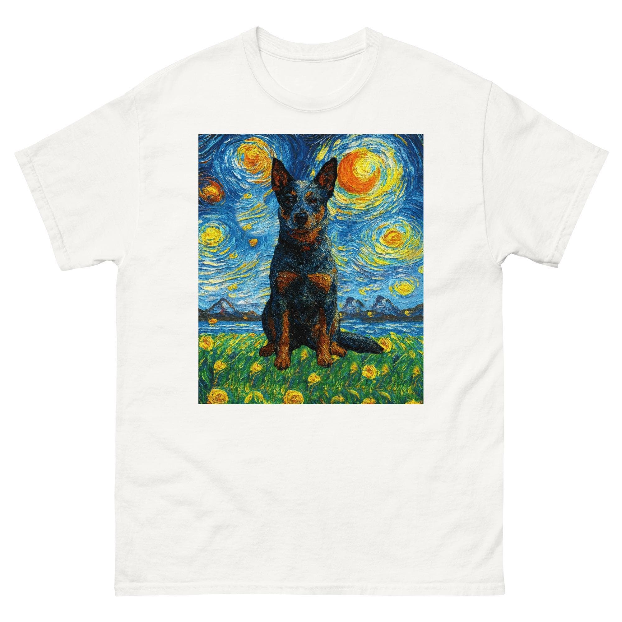Blue Heeler Van Gogh Starry Night Blue Heeler Artistic Australian Cattle Dog Unisex classic T-Shirt