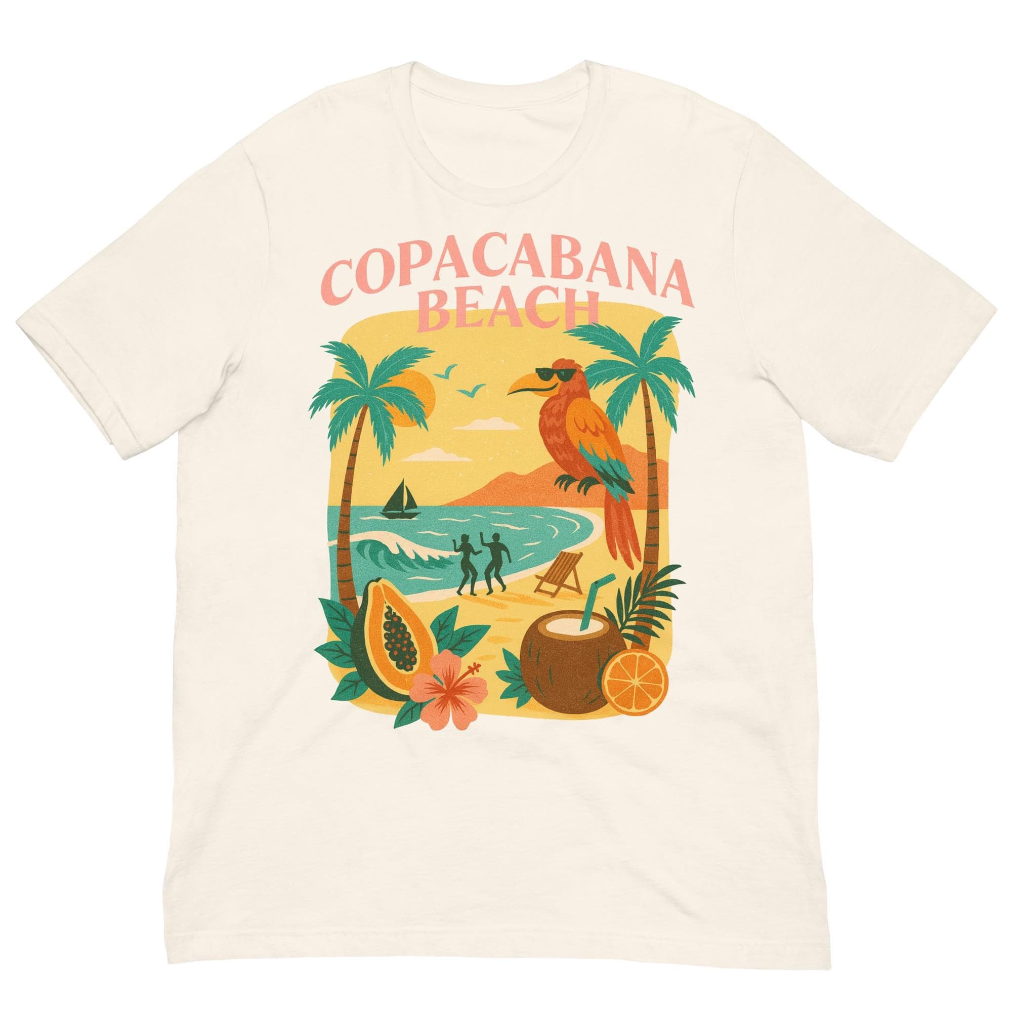 Copacabana Beach Retro Rio Brazil Graphic Summer Vibe Cheerful Tshirt