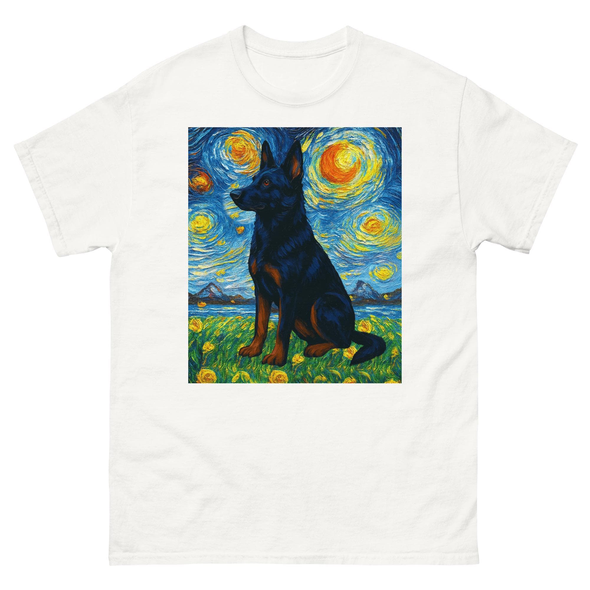 German Shepherd Van Gogh Starry Night German Shepherd  Intelligent Loyal Working Dog Art Gift Unisex classic T-Shirt